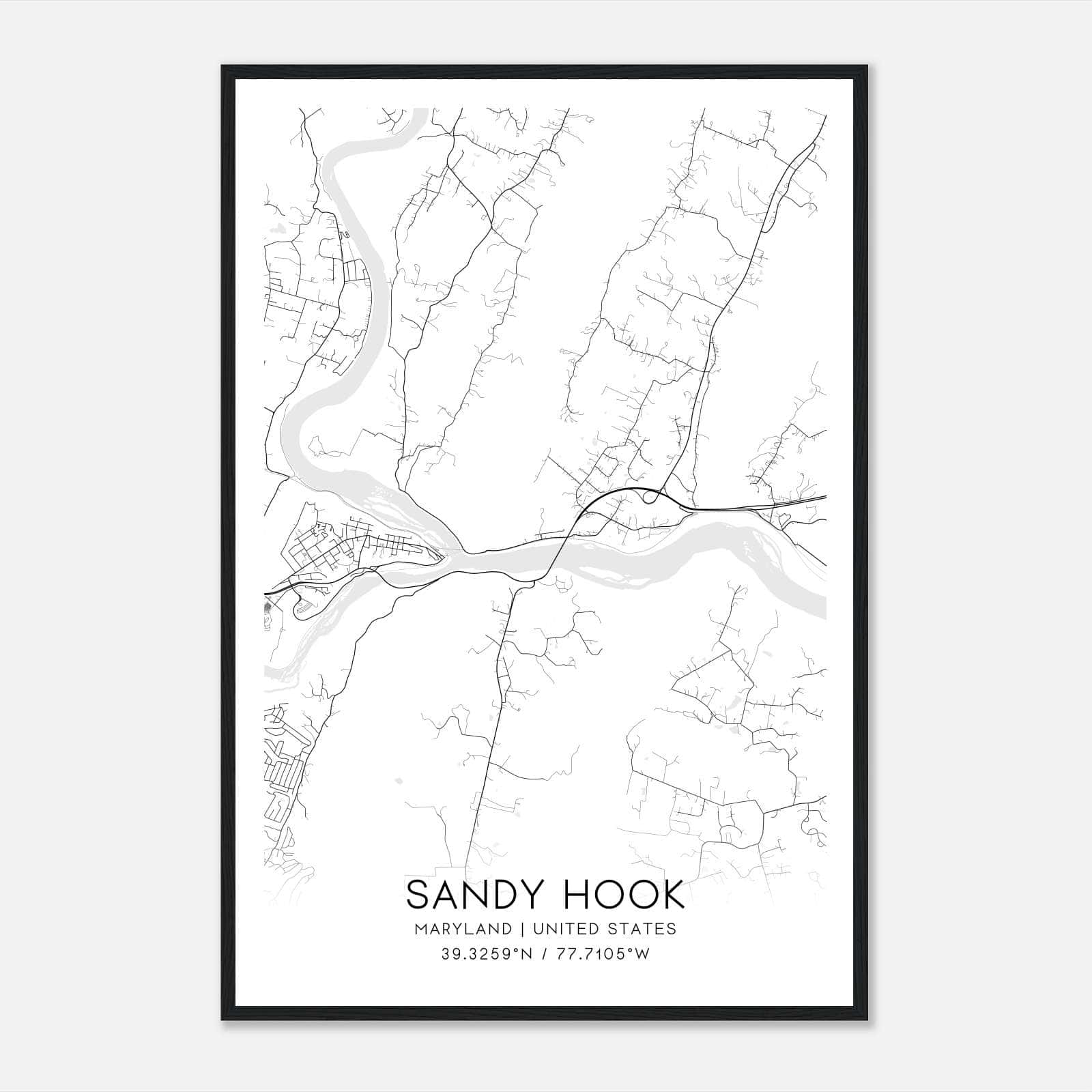 Sandy Hook Maryland Map Poster, Modern Home Decor Wall Art Print Sandy Hook Maryland Map Poster, Modern Home Decor Wall Art Print