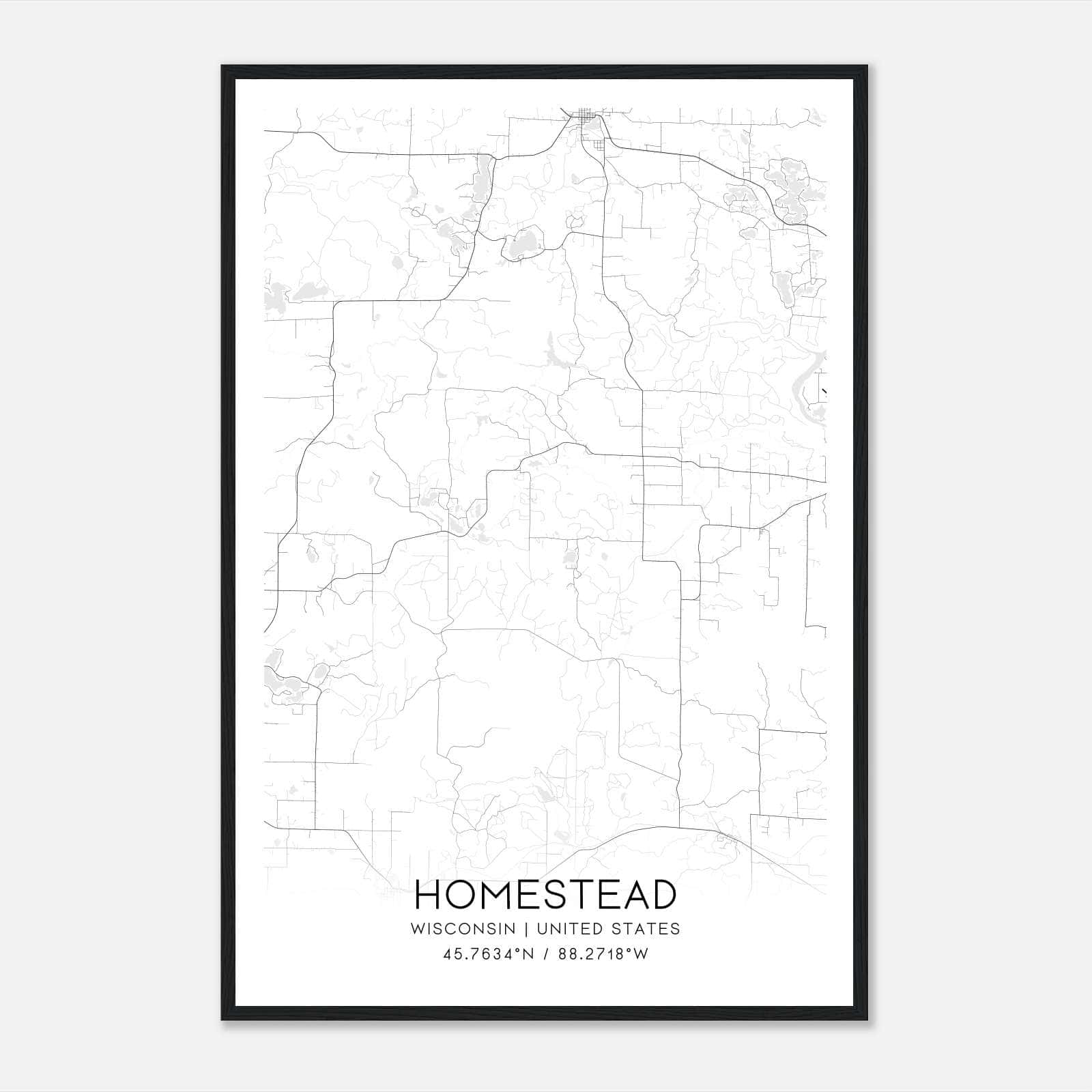 Homestead Wisconsin Map Poster, Modern Home Decor Wall Art Print Homestead Wisconsin Map Poster, Modern Home Decor Wall Art Print