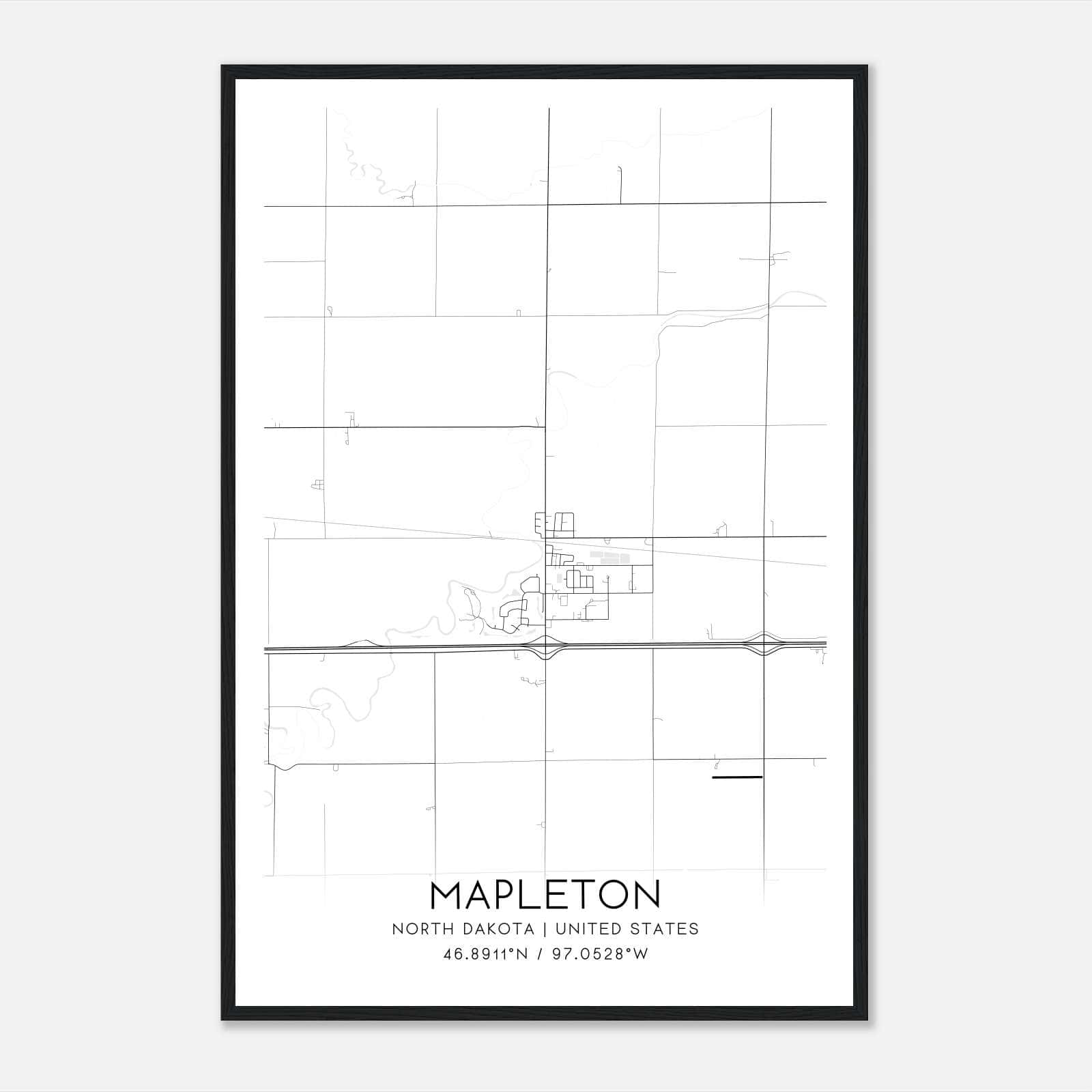 Mapleton North Dakota Map Poster, Modern Home Decor Wall Art Print Mapleton North Dakota Map Poster, Modern Home Decor Wall Art Print