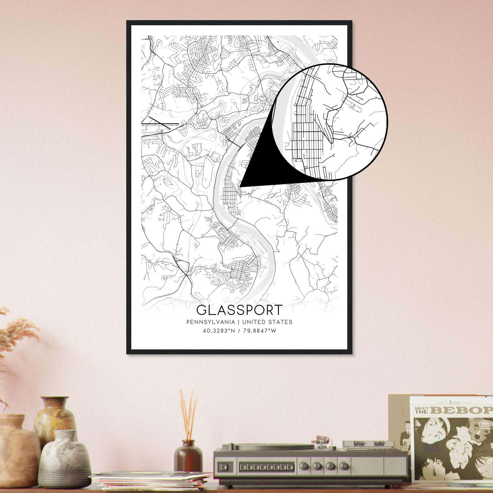 Deerfield Kansas Map Poster, Modern Home Decor Wall Art Print (Copy)