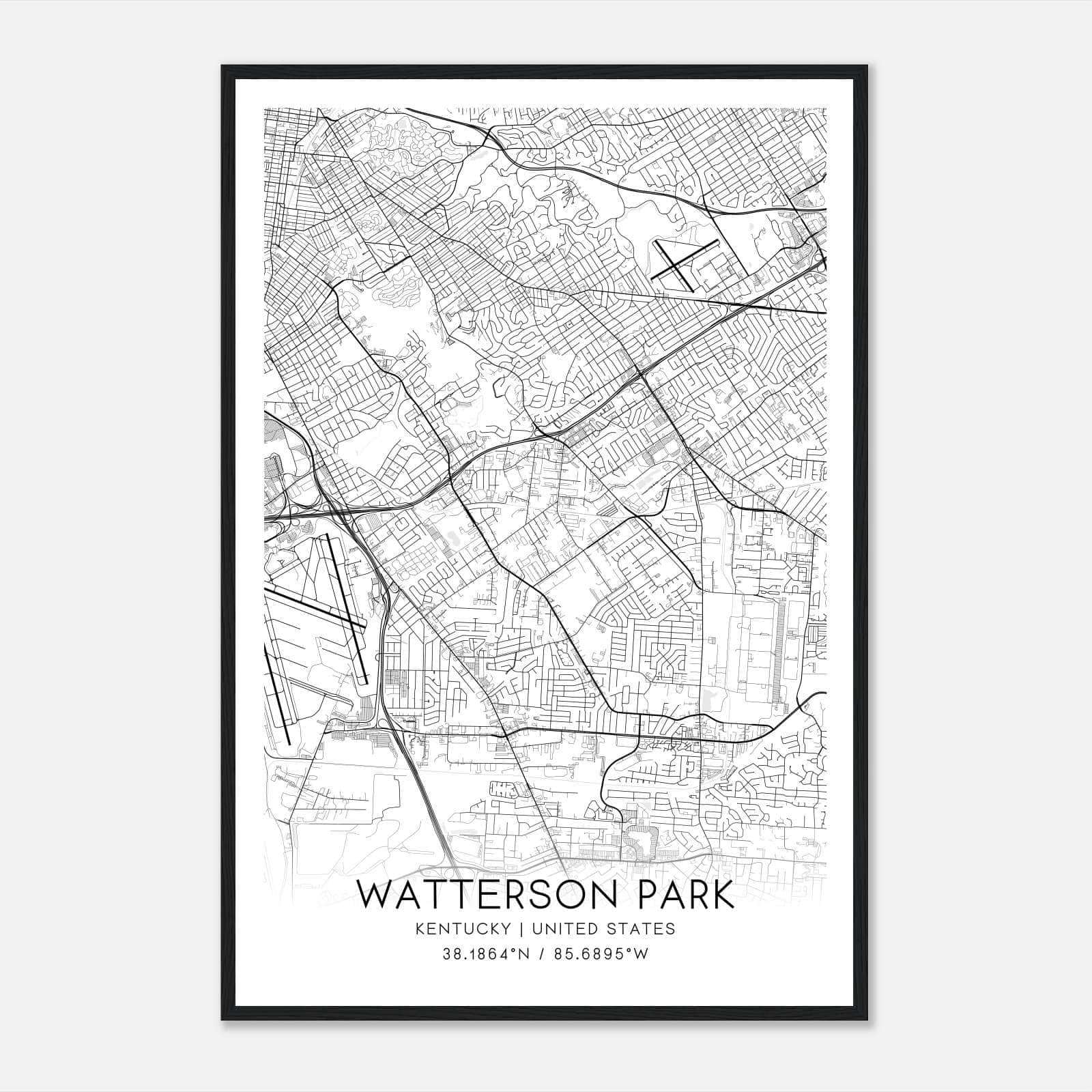 Watterson Park Kentucky Map Poster, Modern Home Decor Wall Art Print Watterson Park Kentucky Map Poster, Modern Home Decor Wall Art Print
