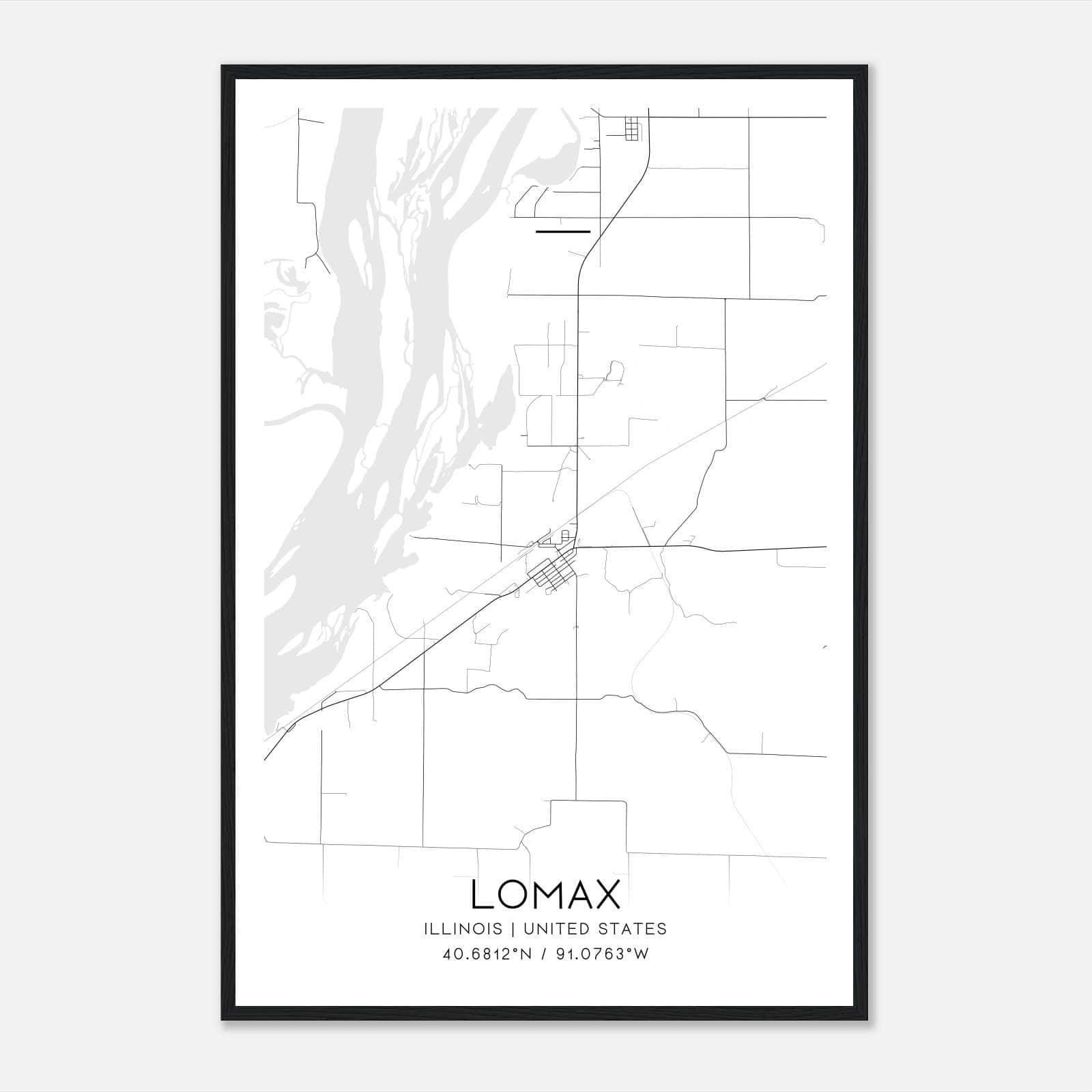 Lomax Illinois Map Poster, Modern Home Decor Wall Art Print Lomax Illinois Map Poster, Modern Home Decor Wall Art Print
