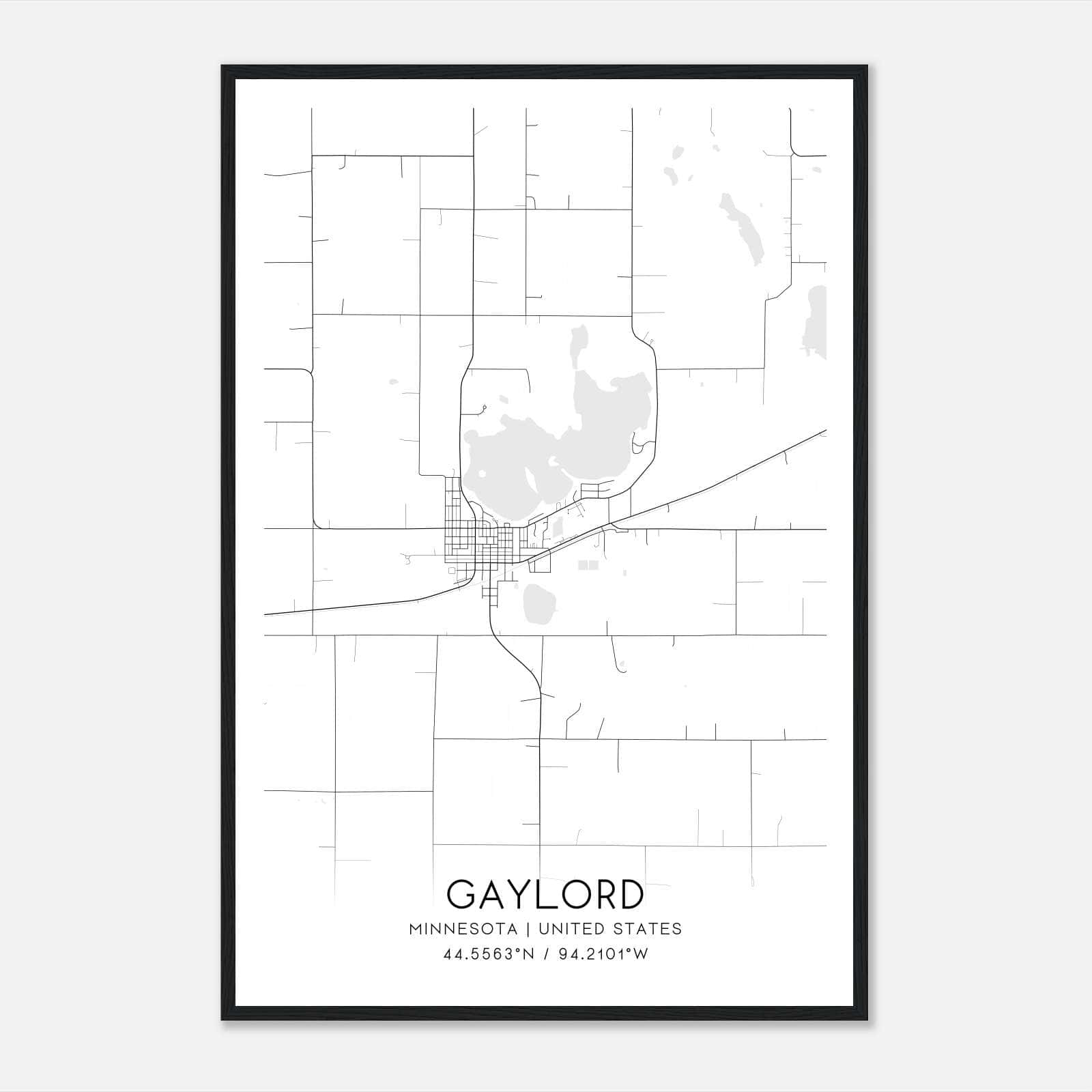 Gaylord Minnesota Map Poster, Modern Home Decor Wall Art Print Gaylord Minnesota Map Poster, Modern Home Decor Wall Art Print
