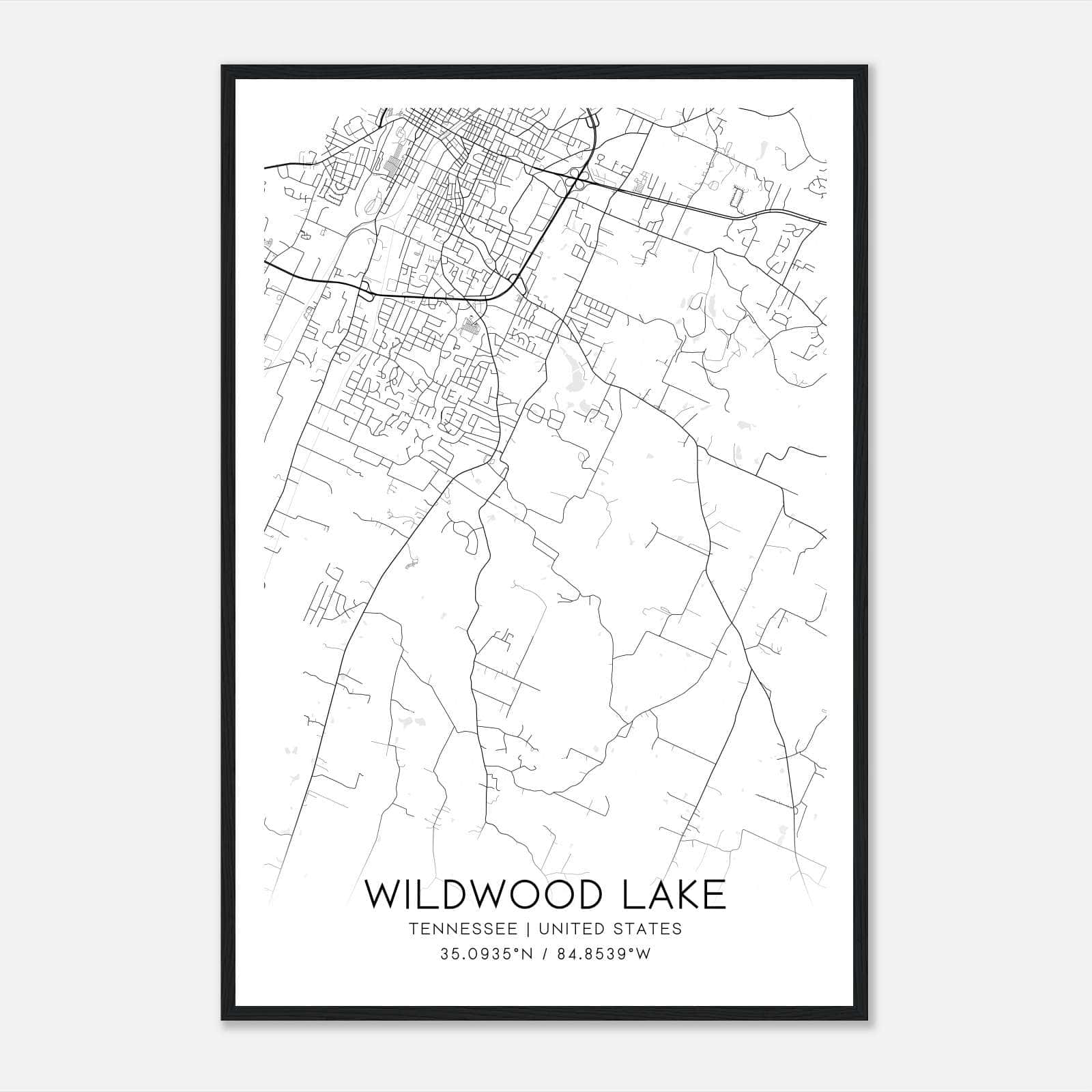 Wildwood Lake Tennessee Map Poster, Modern Home Decor Wall Art Print Wildwood Lake Tennessee Map Poster, Modern Home Decor Wall Art Print