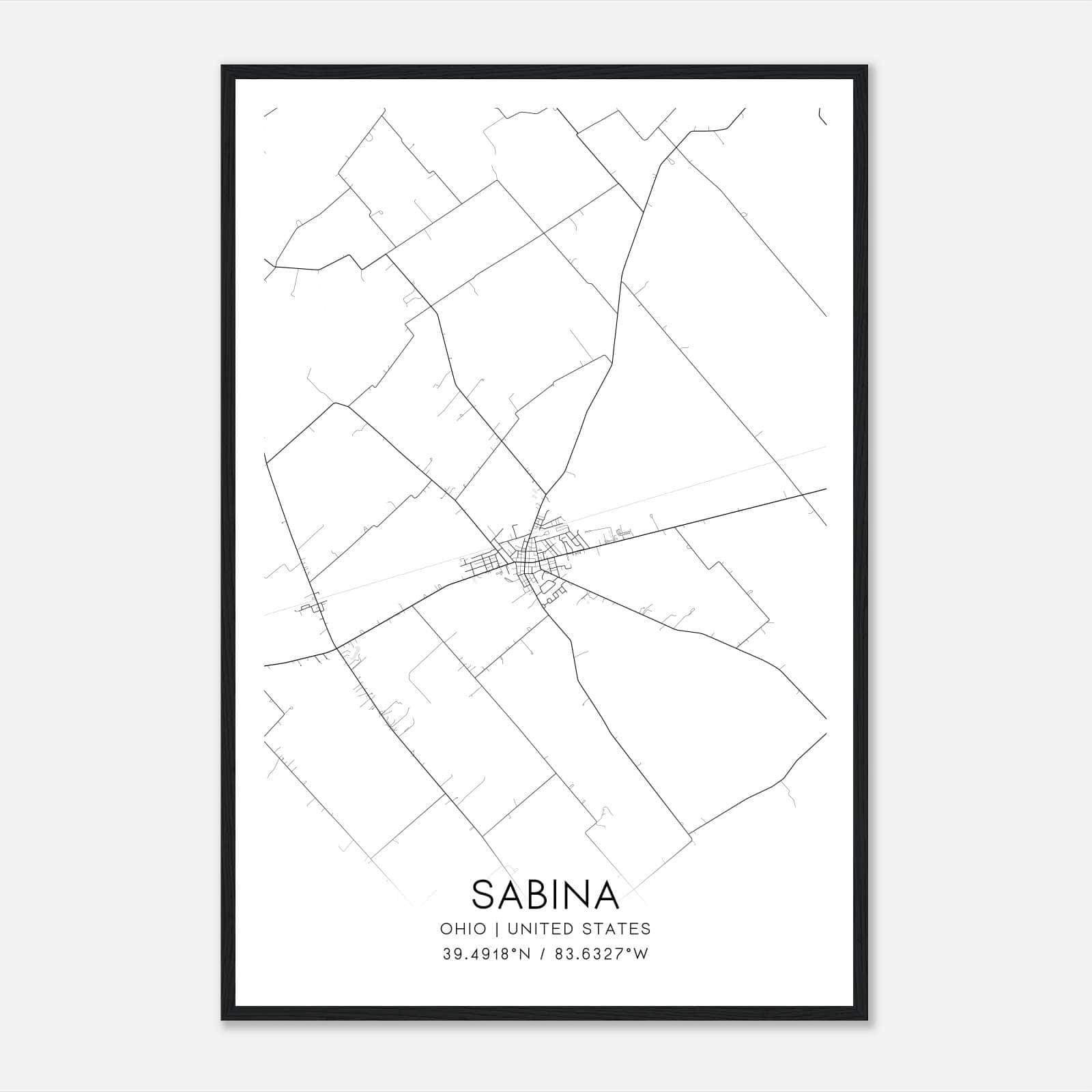 Sabina Ohio Map Poster, Modern Home Decor Wall Art Print Sabina Ohio Map Poster, Modern Home Decor Wall Art Print