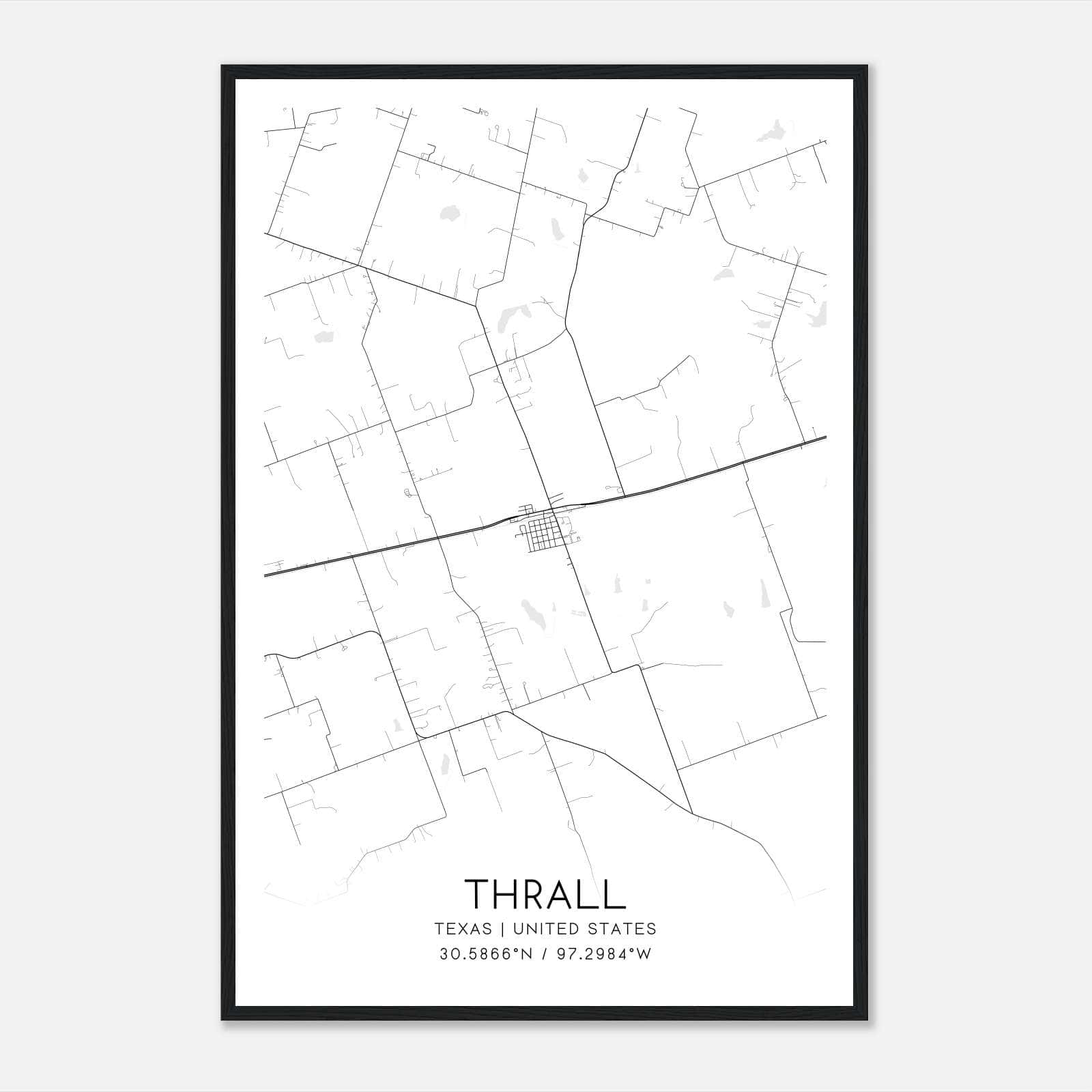 Thrall Texas Map Poster, Modern Home Decor Wall Art Print Thrall Texas Map Poster, Modern Home Decor Wall Art Print