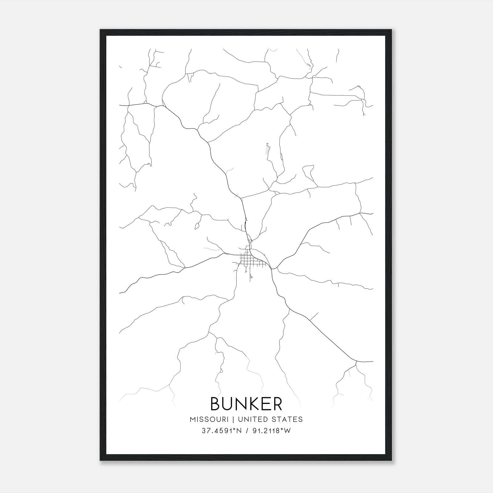 Bunker Missouri Map Poster, Modern Home Decor Wall Art Print Bunker Missouri Map Poster, Modern Home Decor Wall Art Print