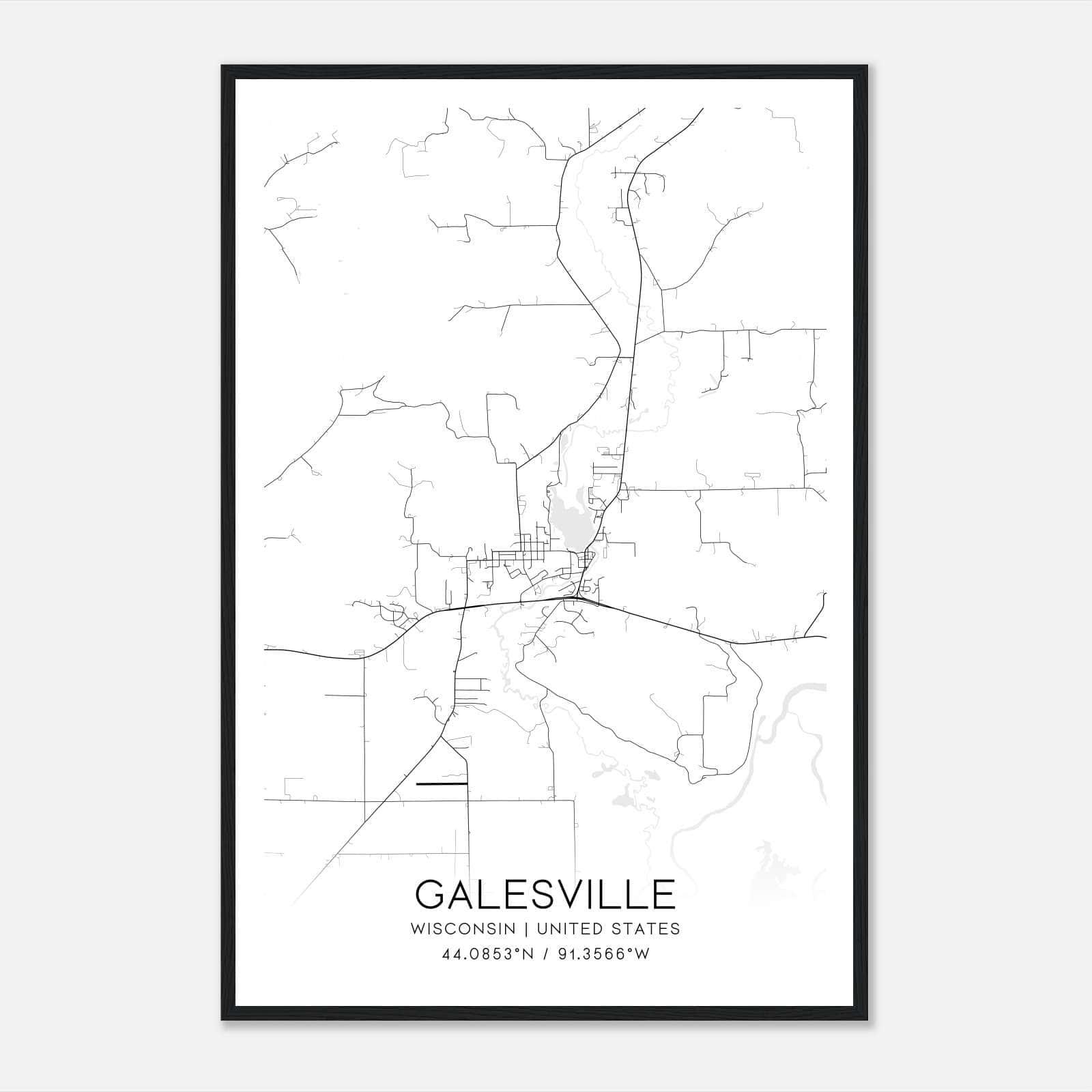 Galesville Wisconsin Map Poster, Modern Home Decor Wall Art Print Galesville Wisconsin Map Poster, Modern Home Decor Wall Art Print