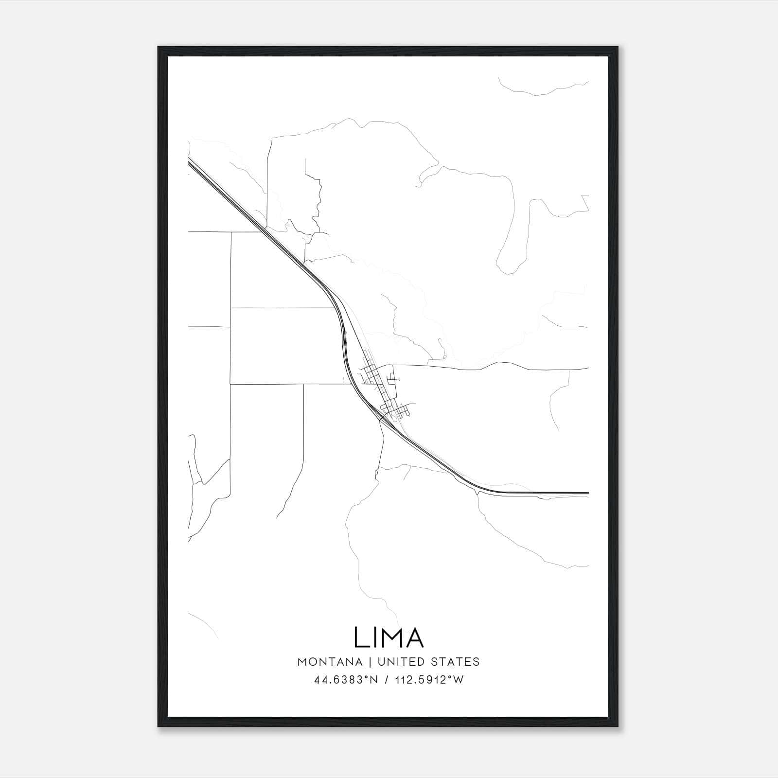 Lima Montana Map Poster, Modern Home Decor Wall Art Print Lima Montana Map Poster, Modern Home Decor Wall Art Print