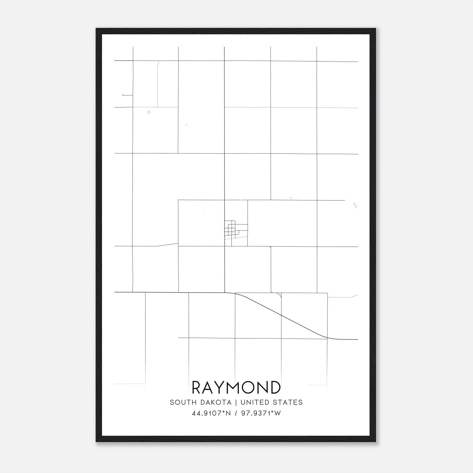 Raymond South Dakota Map Poster, Modern Home Decor Wall Art Print Raymond South Dakota Map Poster, Modern Home Decor Wall Art Print