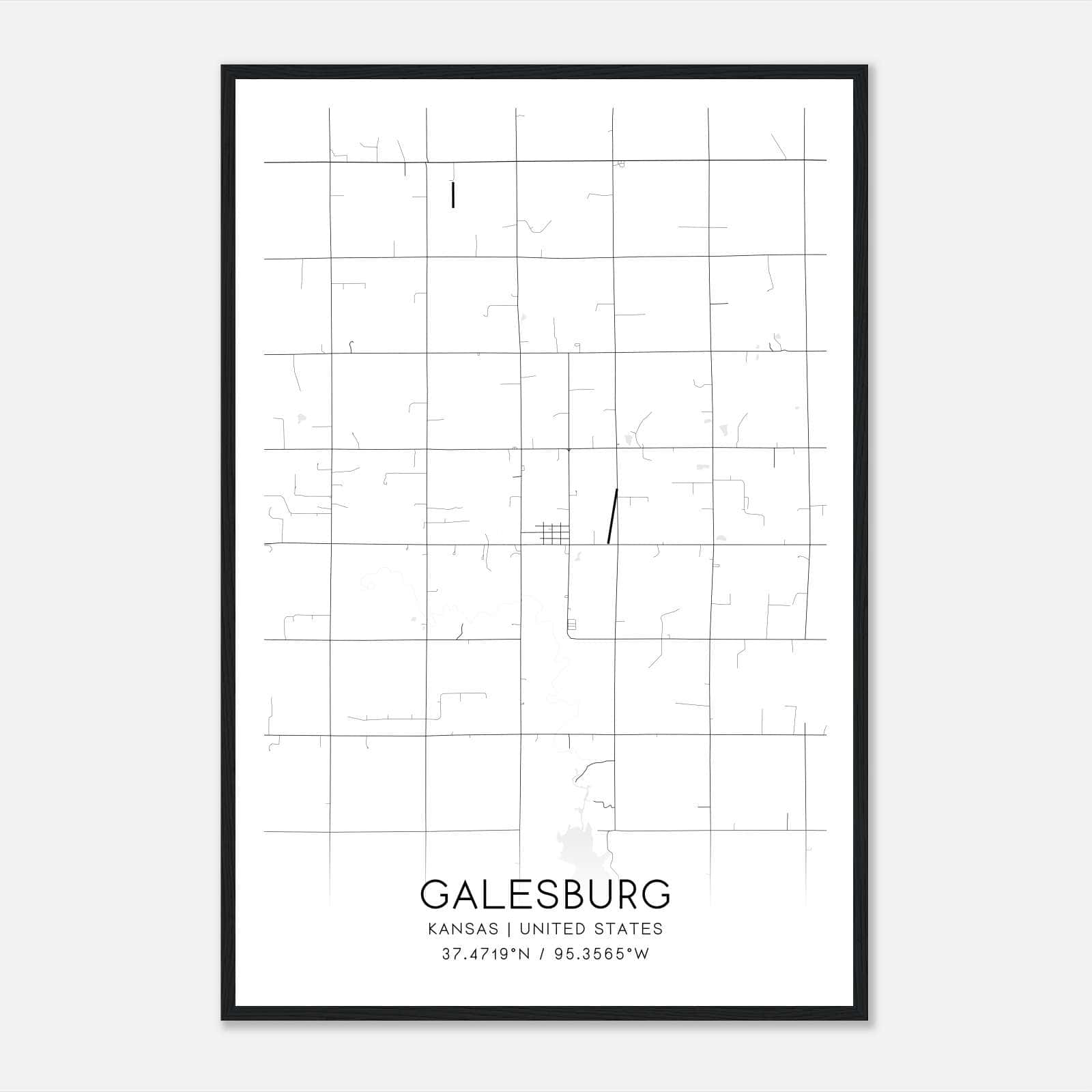 Galesburg Kansas Map Poster, Modern Home Decor Wall Art Print Galesburg Kansas Map Poster, Modern Home Decor Wall Art Print