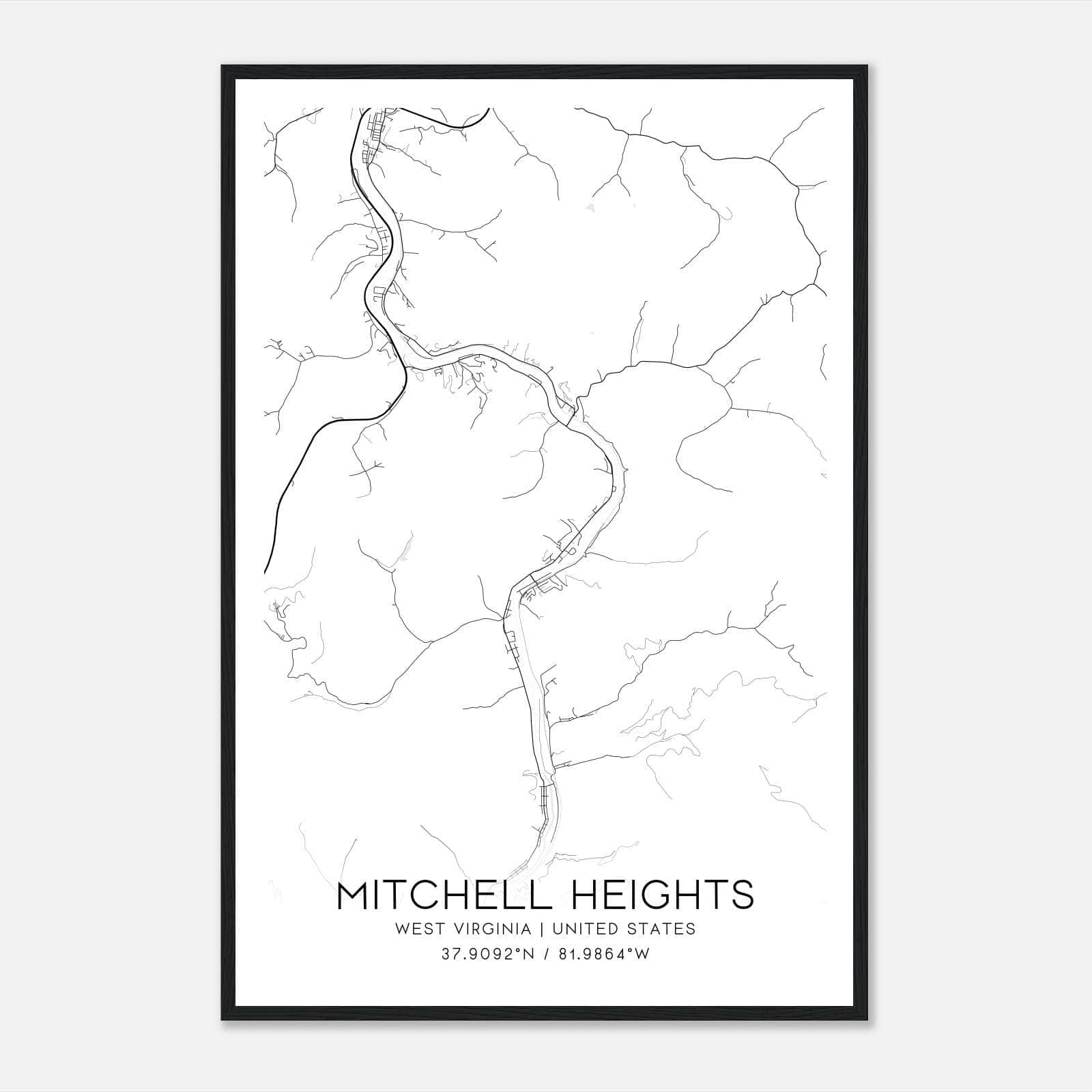 Mitchell Heights West Virginia Map Poster, Modern Home Decor Wall Art Print Mitchell Heights West Virginia Map Poster, Modern Home Decor Wall Art Print