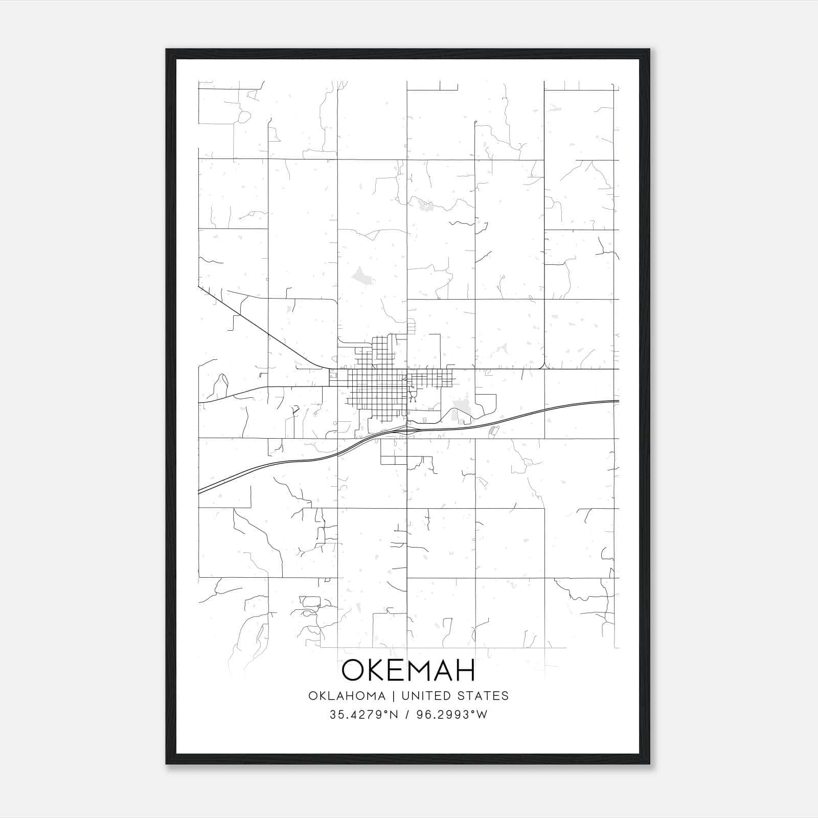 Okemah Oklahoma Map Poster, Modern Home Decor Wall Art Print Okemah Oklahoma Map Poster, Modern Home Decor Wall Art Print