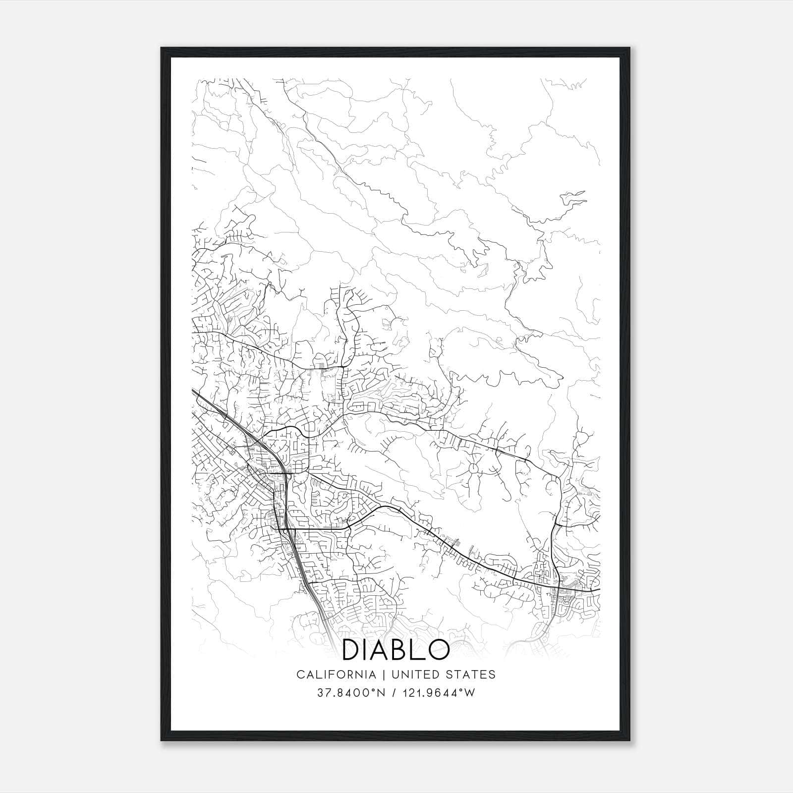 Diablo California Map Poster, Modern Home Decor Wall Art Print Diablo California Map Poster, Modern Home Decor Wall Art Print