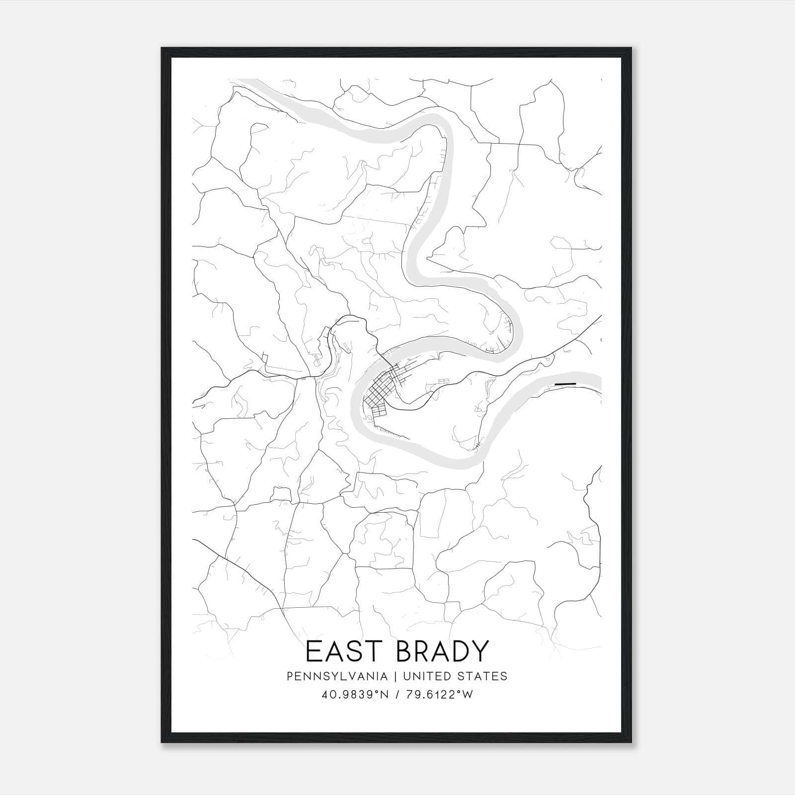 East Brady Pennsylvania Map Poster, Modern Home Decor Wall Art Print East Brady Pennsylvania Map Poster, Modern Home Decor Wall Art Print