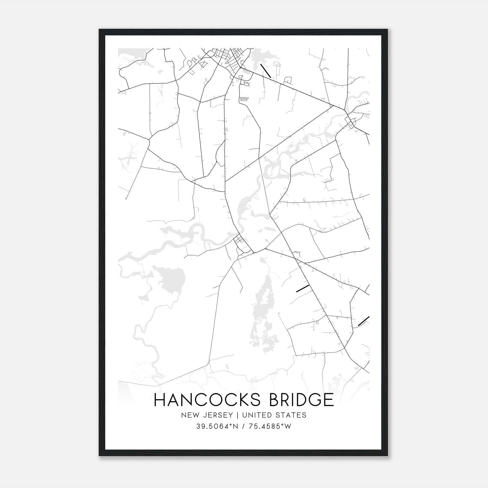 Hancocks Bridge New Jersey Map Poster, Modern Home Decor Wall Art Print Hancocks Bridge New Jersey Map Poster, Modern Home Decor Wall Art Print