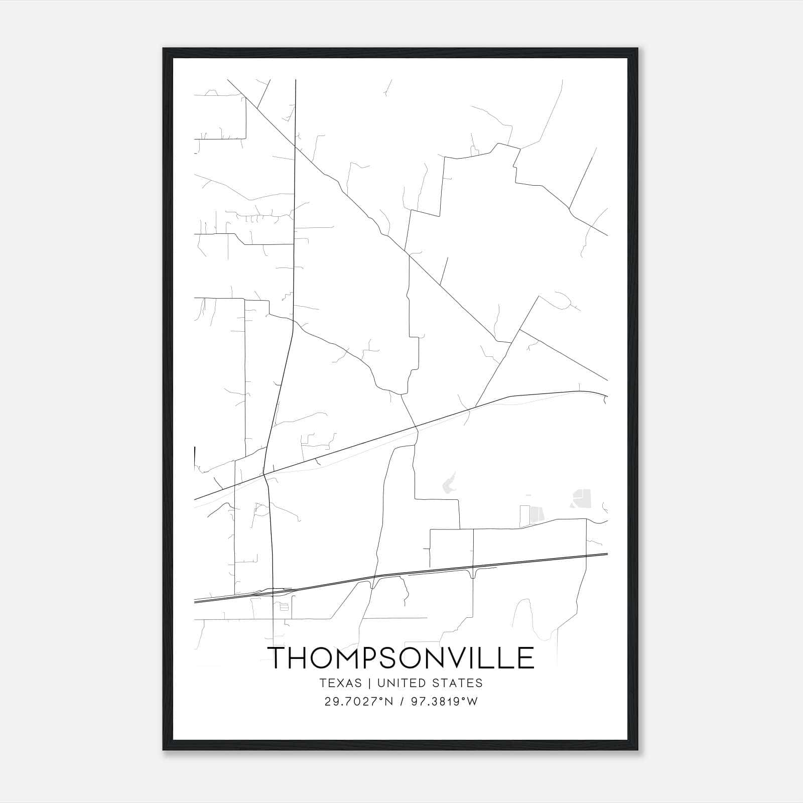Thompsonville Texas Map Poster, Modern Home Decor Wall Art Print Thompsonville Texas Map Poster, Modern Home Decor Wall Art Print
