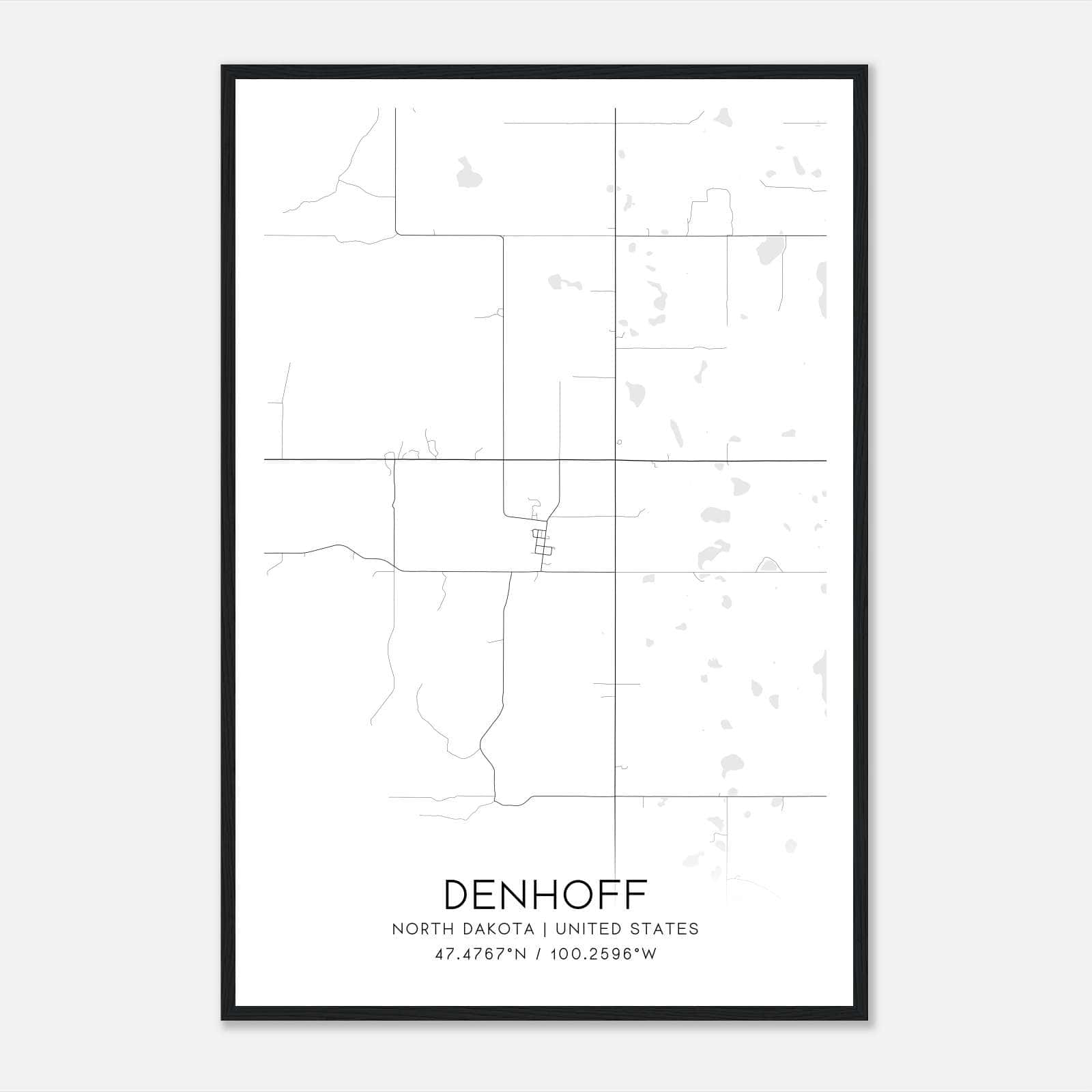 Denhoff North Dakota Map Poster, Modern Home Decor Wall Art Print Denhoff North Dakota Map Poster, Modern Home Decor Wall Art Print