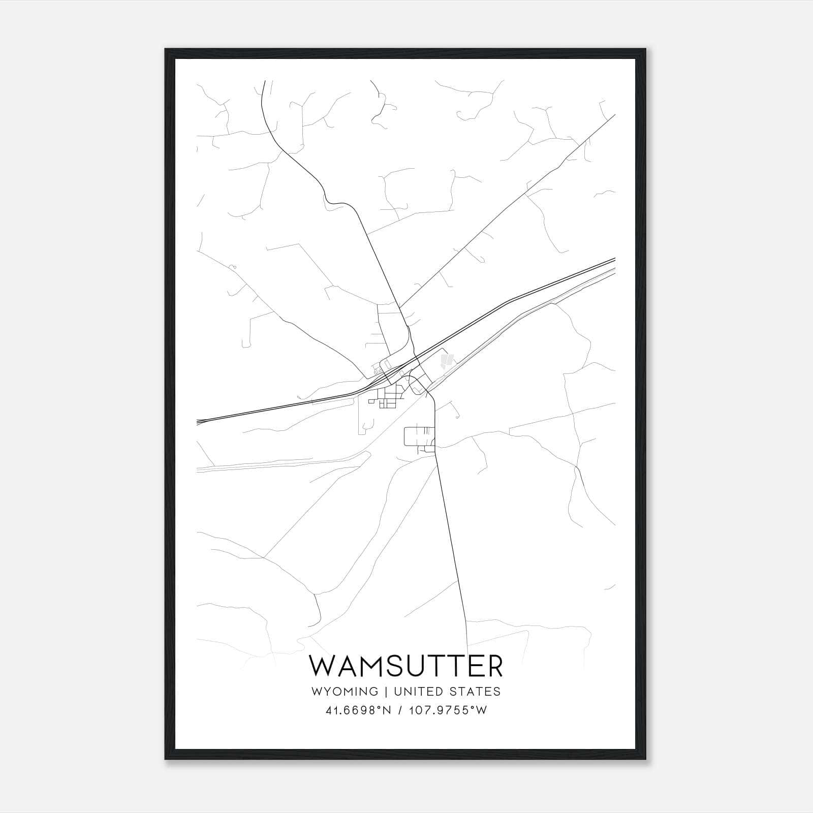 Wamsutter Wyoming Map Poster, Modern Home Decor Wall Art Print Wamsutter Wyoming Map Poster, Modern Home Decor Wall Art Print