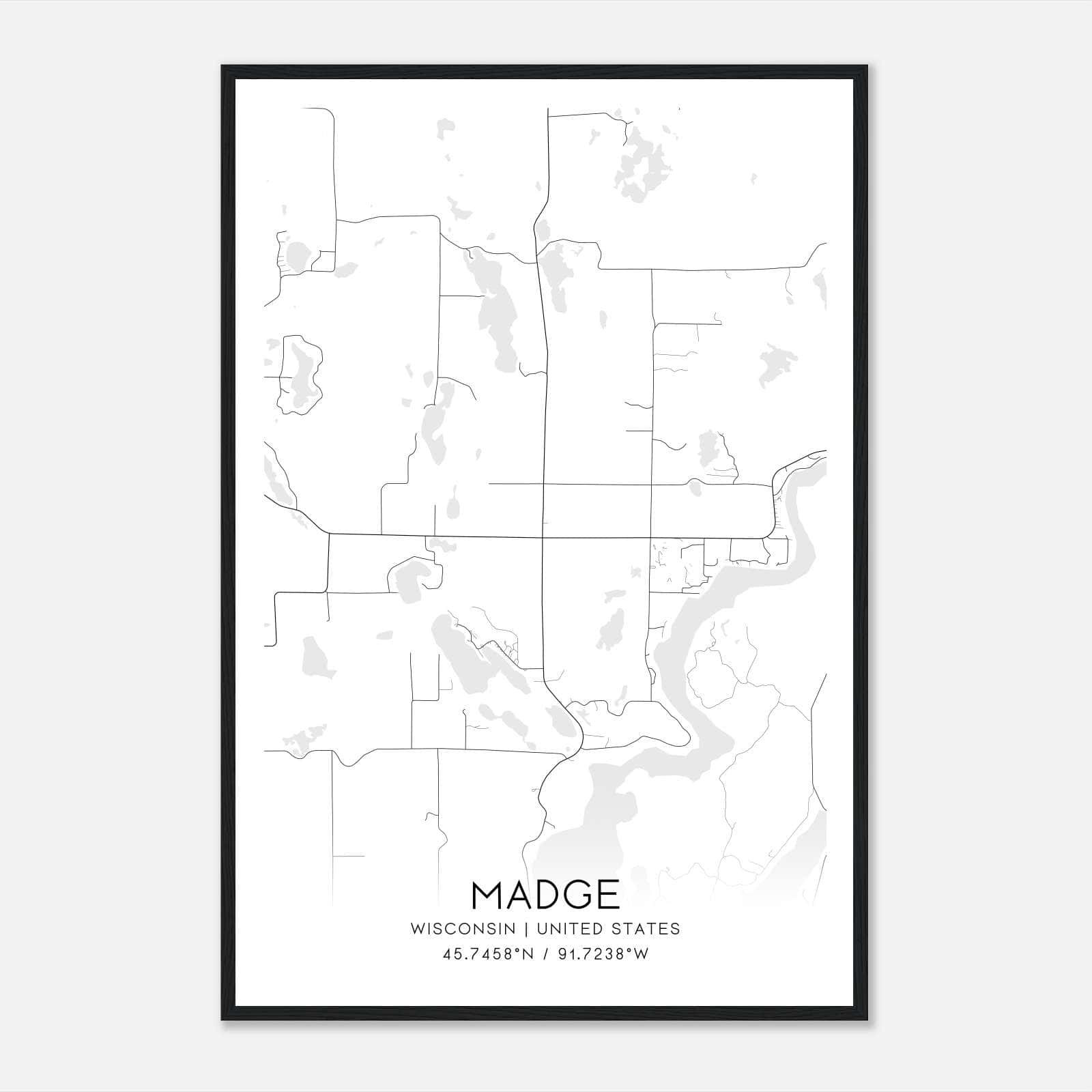 Madge Wisconsin Map Poster, Modern Home Decor Wall Art Print Madge Wisconsin Map Poster, Modern Home Decor Wall Art Print