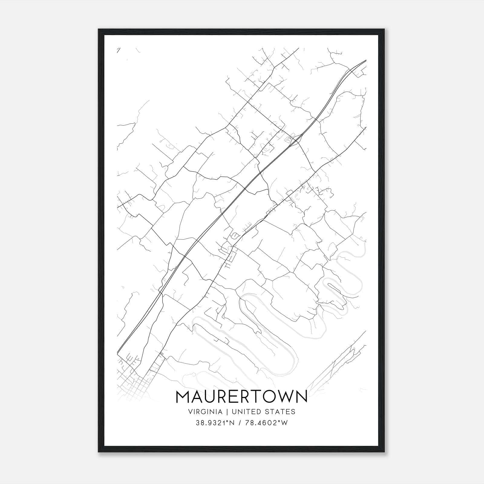 Maurertown Virginia Map Poster, Modern Home Decor Wall Art Print Maurertown Virginia Map Poster, Modern Home Decor Wall Art Print