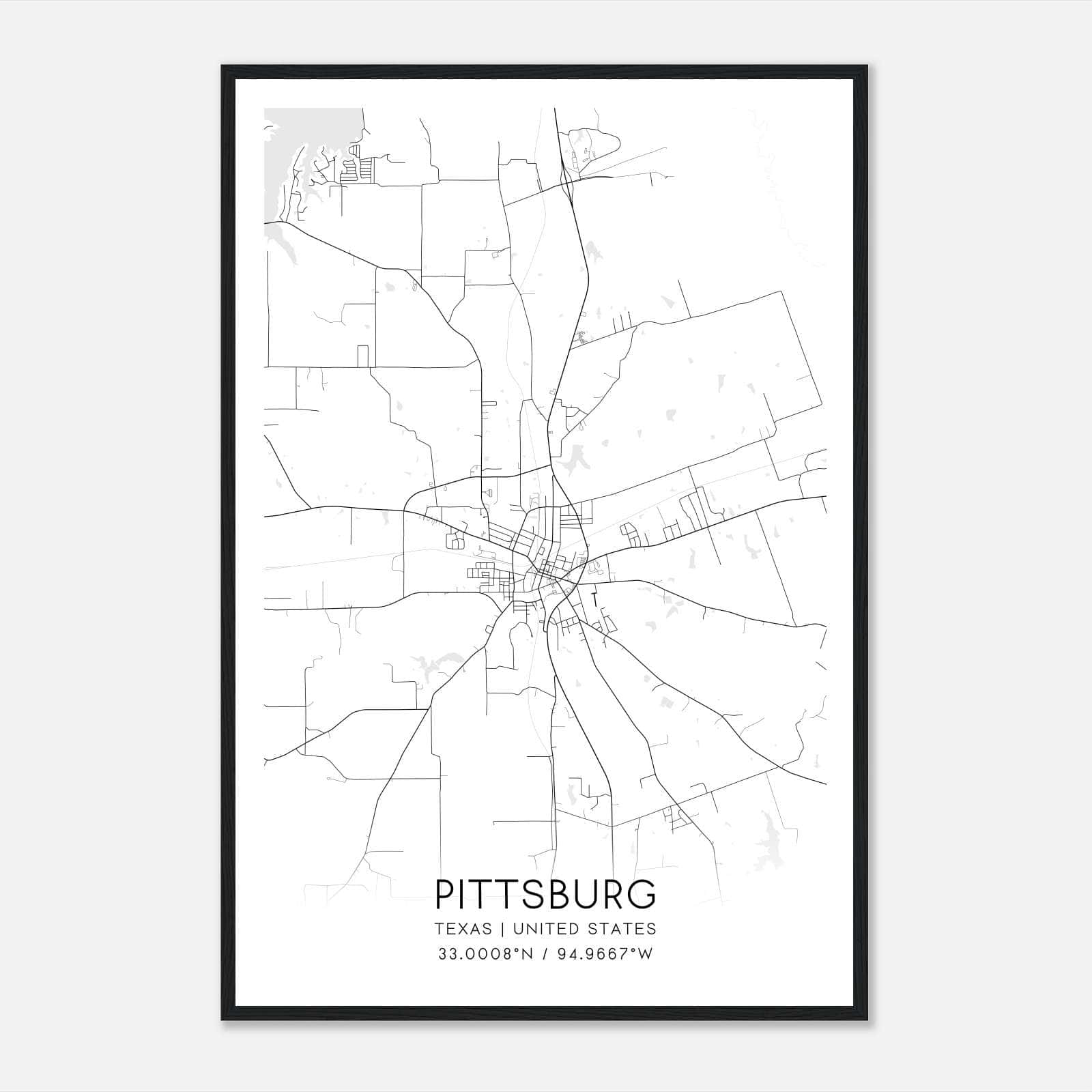 Pittsburg Texas Map Poster, Modern Home Decor Wall Art Print Pittsburg Texas Map Poster, Modern Home Decor Wall Art Print