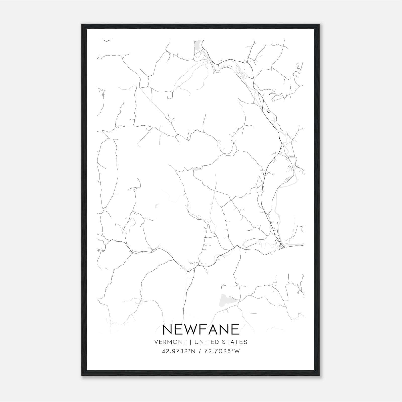 Newfane Vermont Map Poster, Modern Home Decor Wall Art Print Newfane Vermont Map Poster, Modern Home Decor Wall Art Print