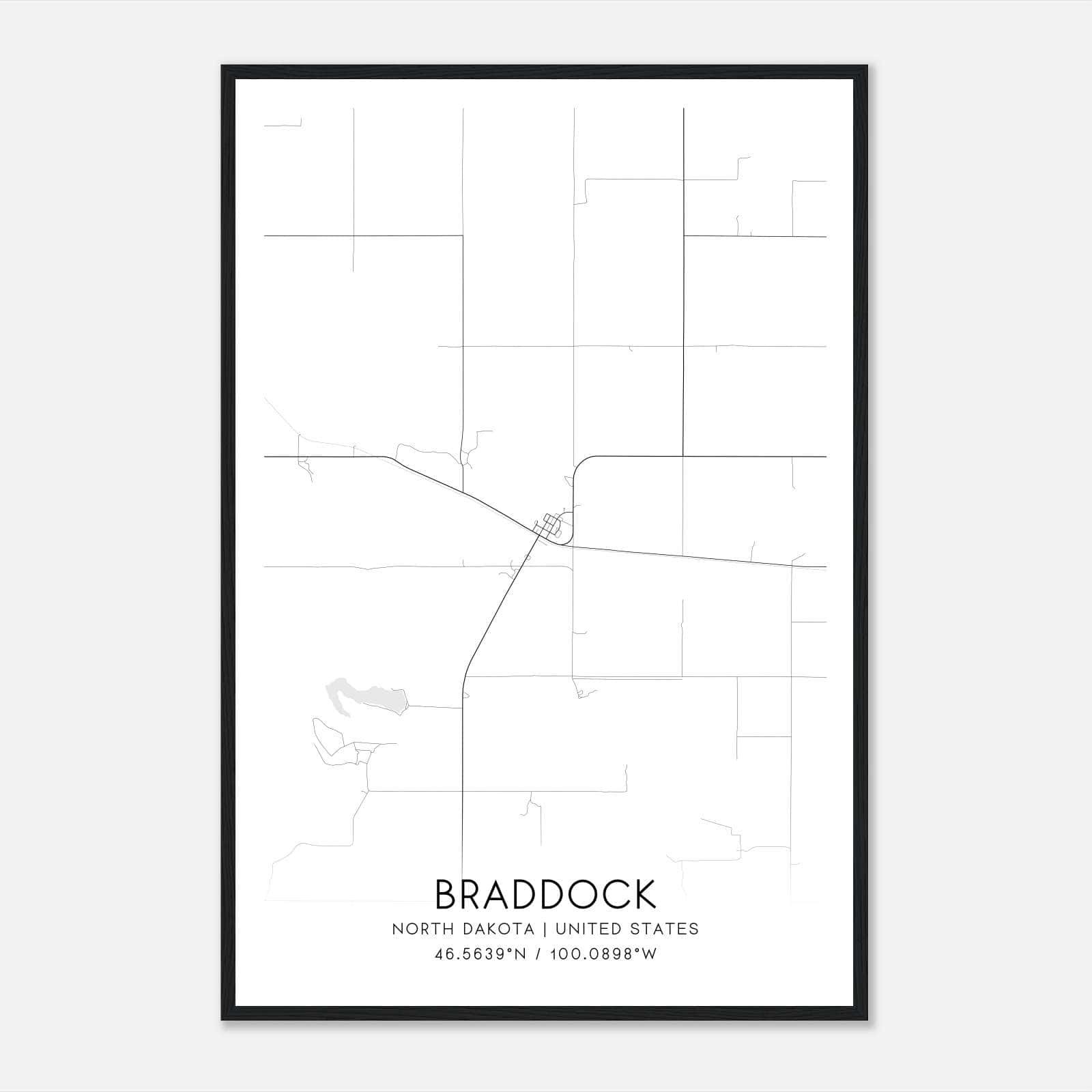 Braddock North Dakota Map Poster, Modern Home Decor Wall Art Print Braddock North Dakota Map Poster, Modern Home Decor Wall Art Print