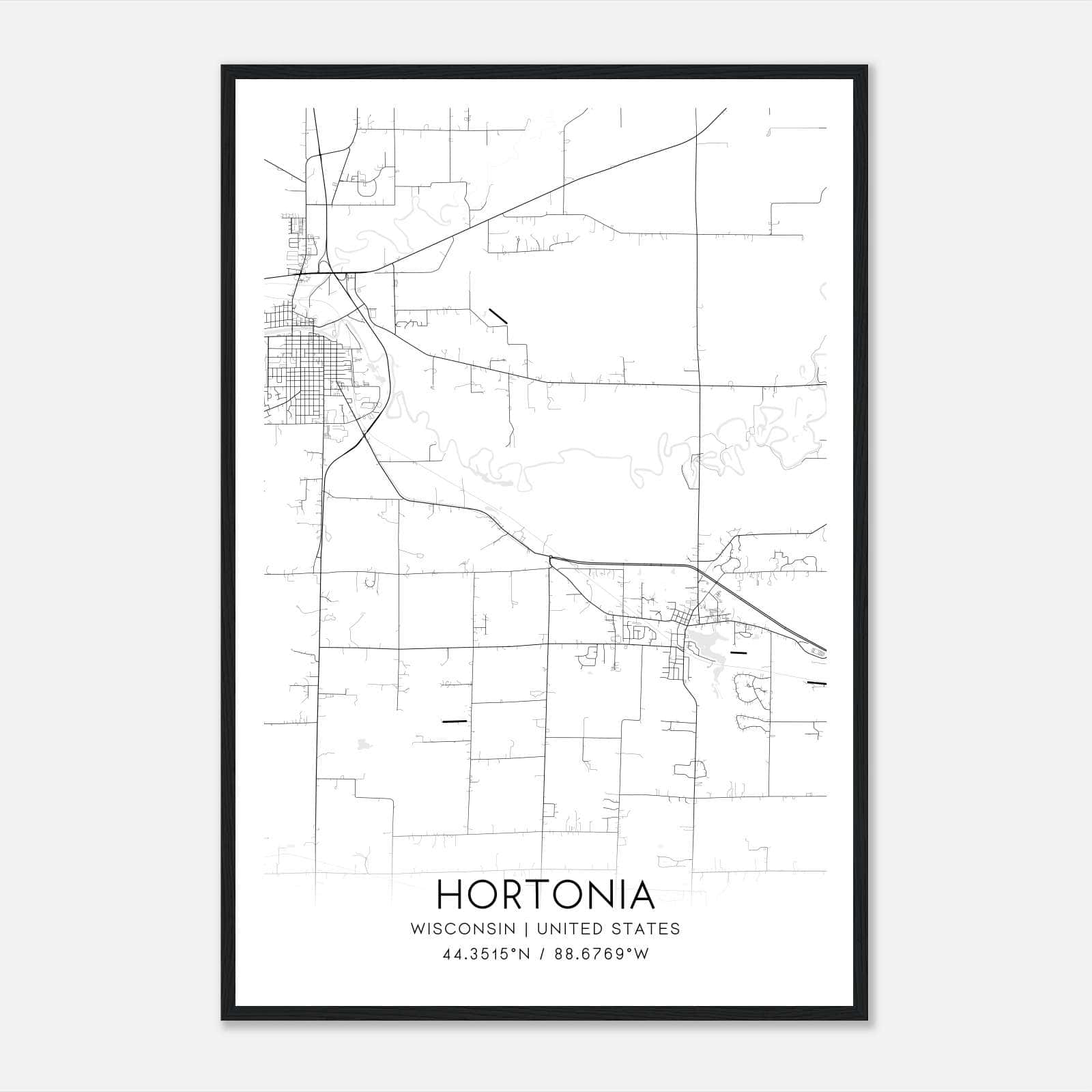 Hortonia Wisconsin Map Poster, Modern Home Decor Wall Art Print Hortonia Wisconsin Map Poster, Modern Home Decor Wall Art Print