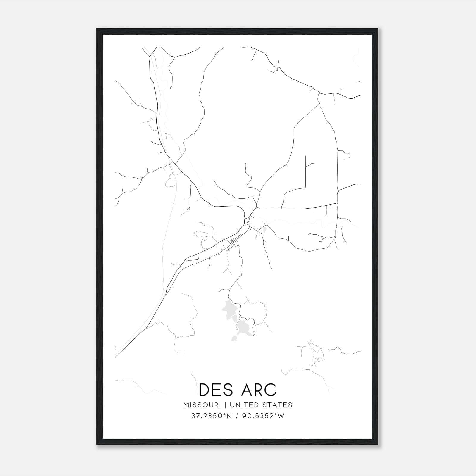 Des Arc Missouri Map Poster, Modern Home Decor Wall Art Print Des Arc Missouri Map Poster, Modern Home Decor Wall Art Print
