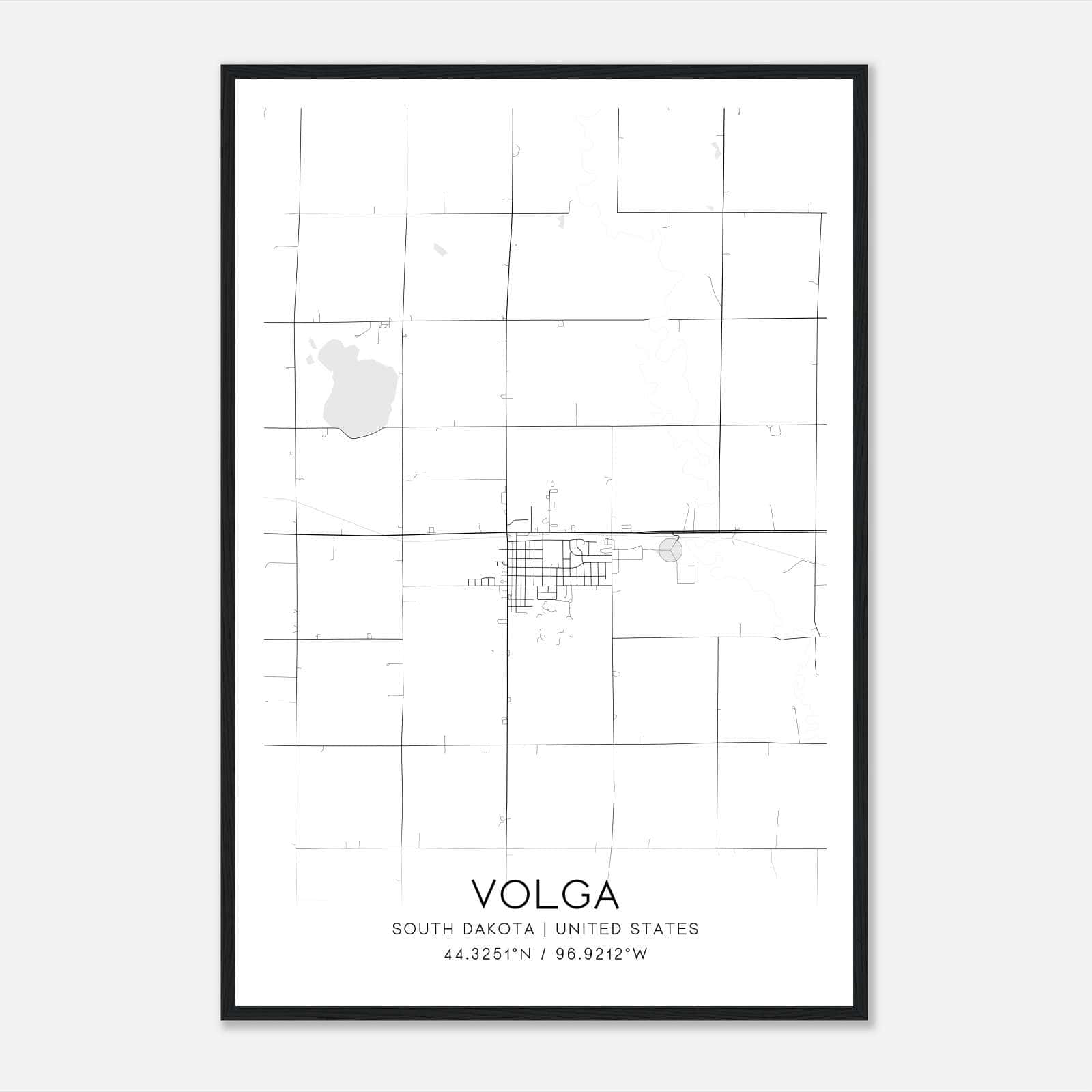 Volga South Dakota Map Poster, Modern Home Decor Wall Art Print Volga South Dakota Map Poster, Modern Home Decor Wall Art Print