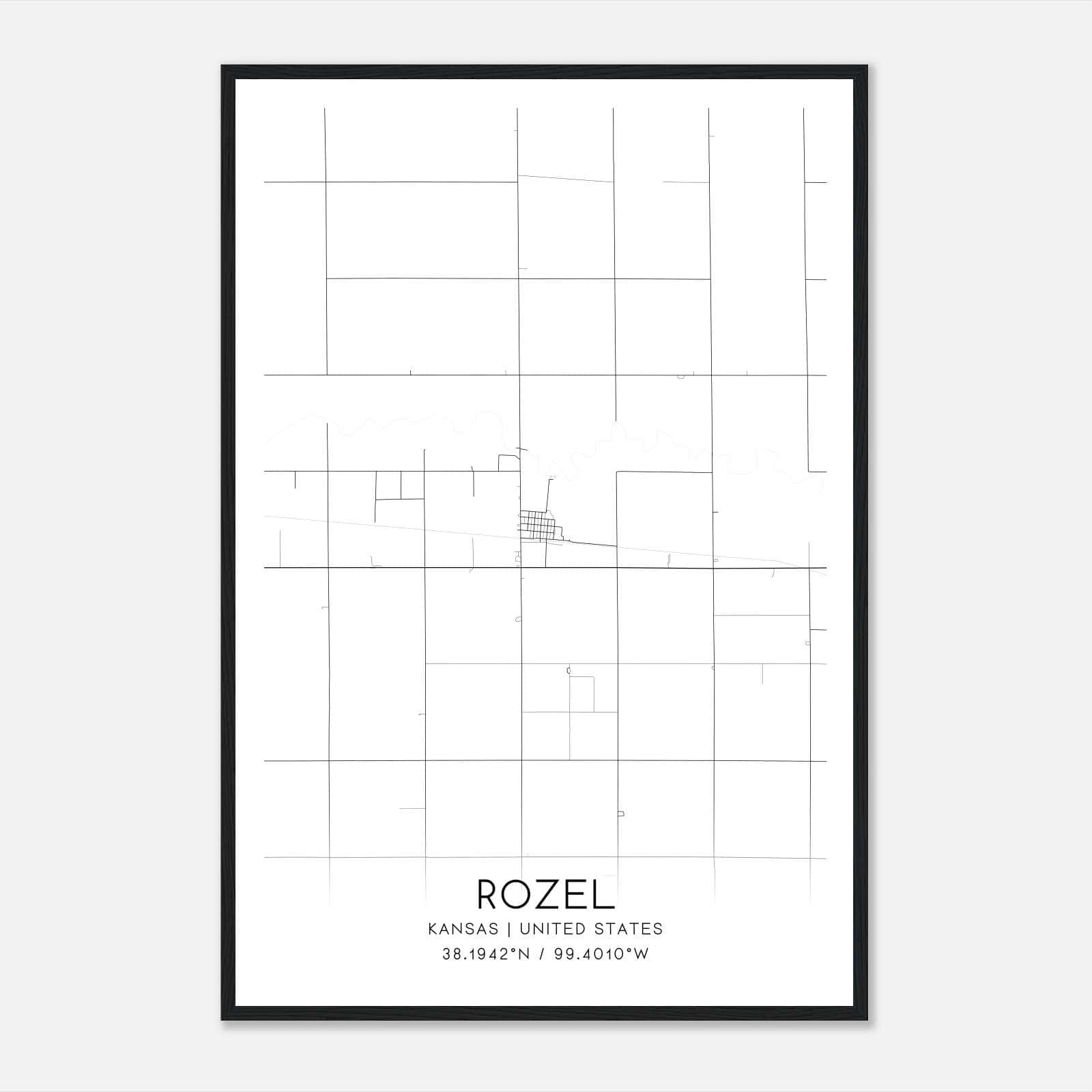 Rozel Kansas Map Poster, Modern Home Decor Wall Art Print Rozel Kansas Map Poster, Modern Home Decor Wall Art Print