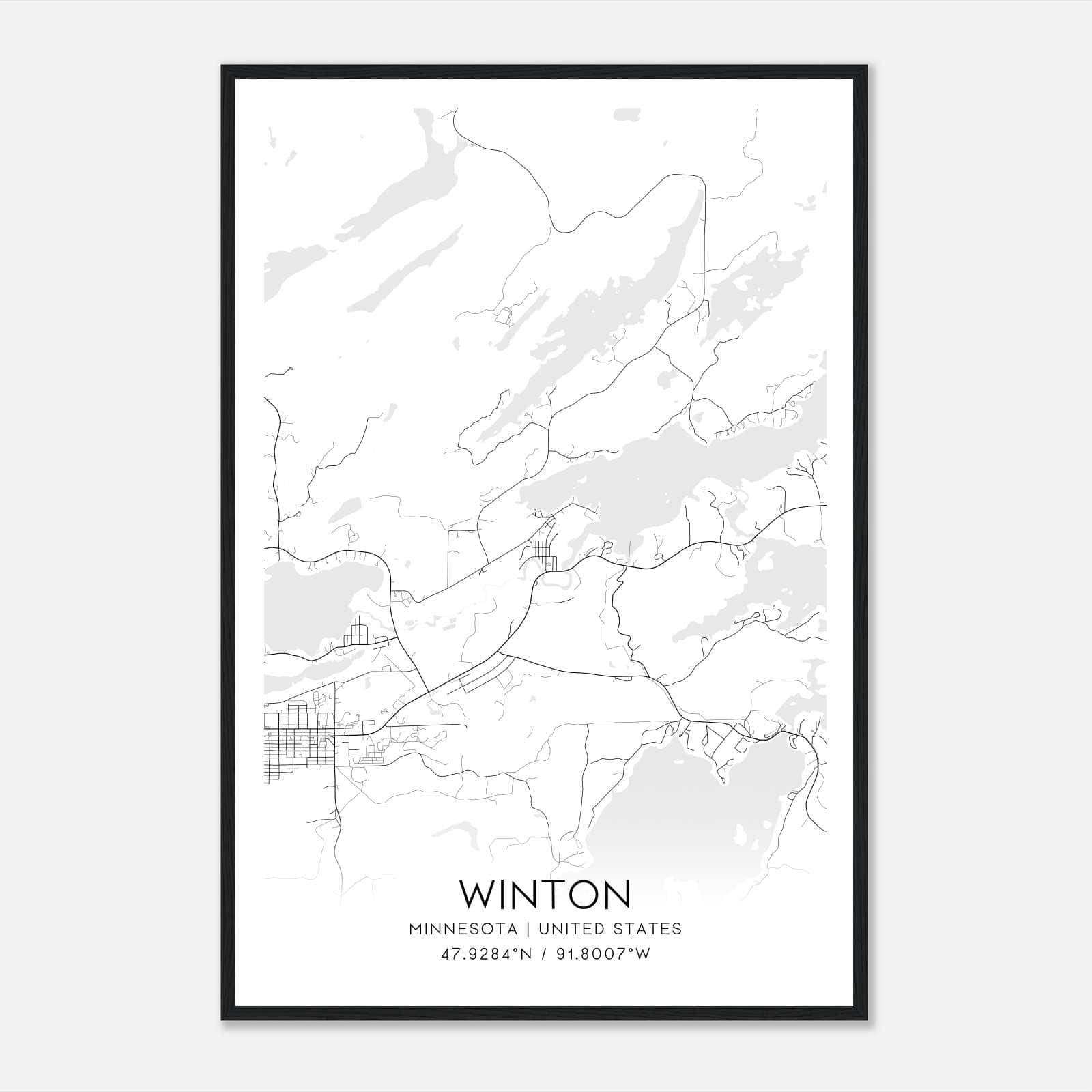 Winton Minnesota Map Poster, Modern Home Decor Wall Art Print Winton Minnesota Map Poster, Modern Home Decor Wall Art Print
