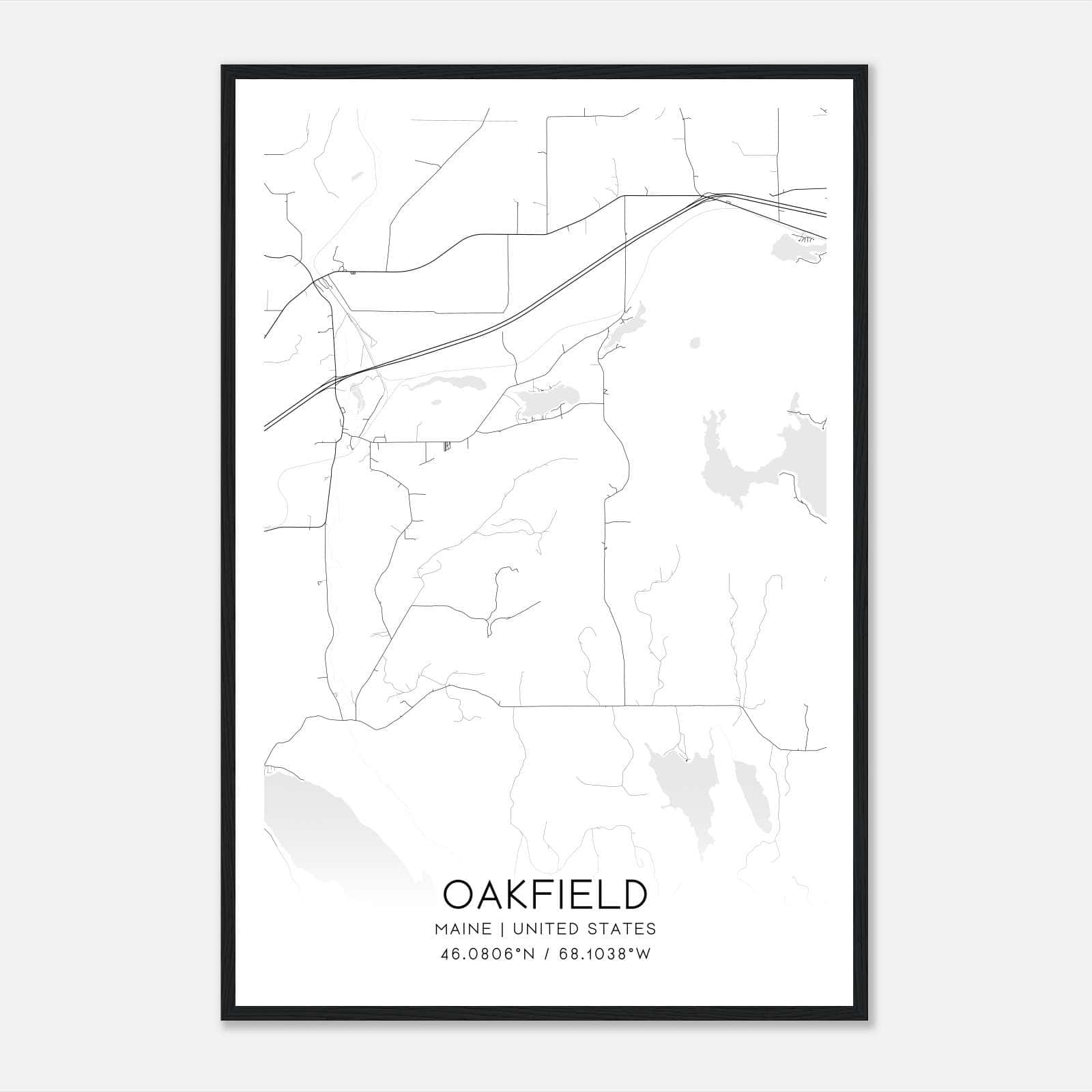Oakfield Maine Map Poster, Modern Home Decor Wall Art Print Oakfield Maine Map Poster, Modern Home Decor Wall Art Print