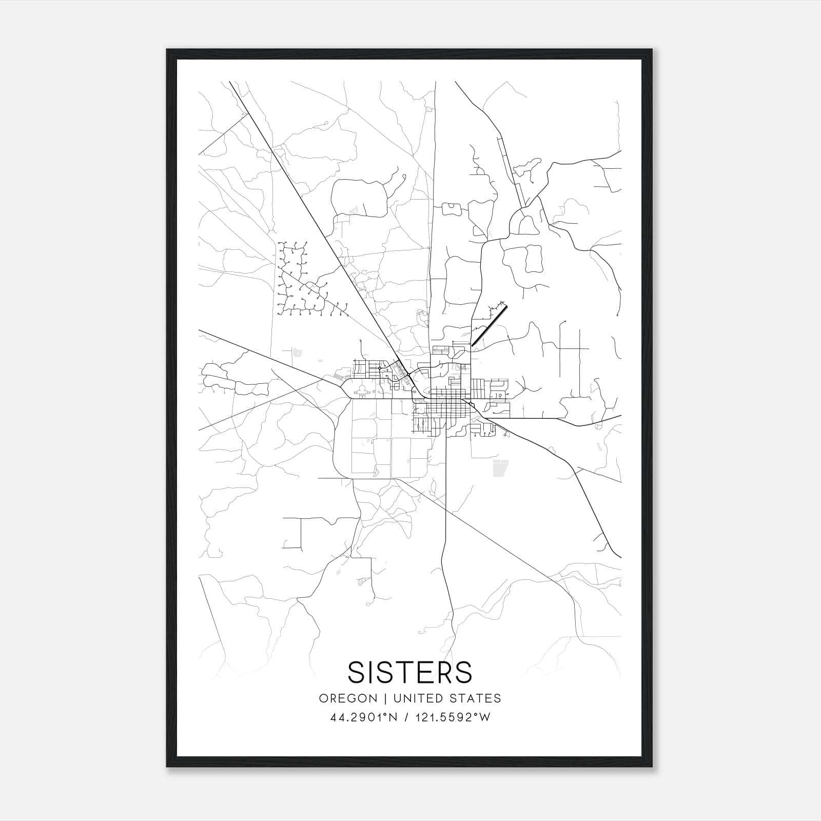 Sisters Oregon Map Poster, Modern Home Decor Wall Art Print Sisters Oregon Map Poster, Modern Home Decor Wall Art Print