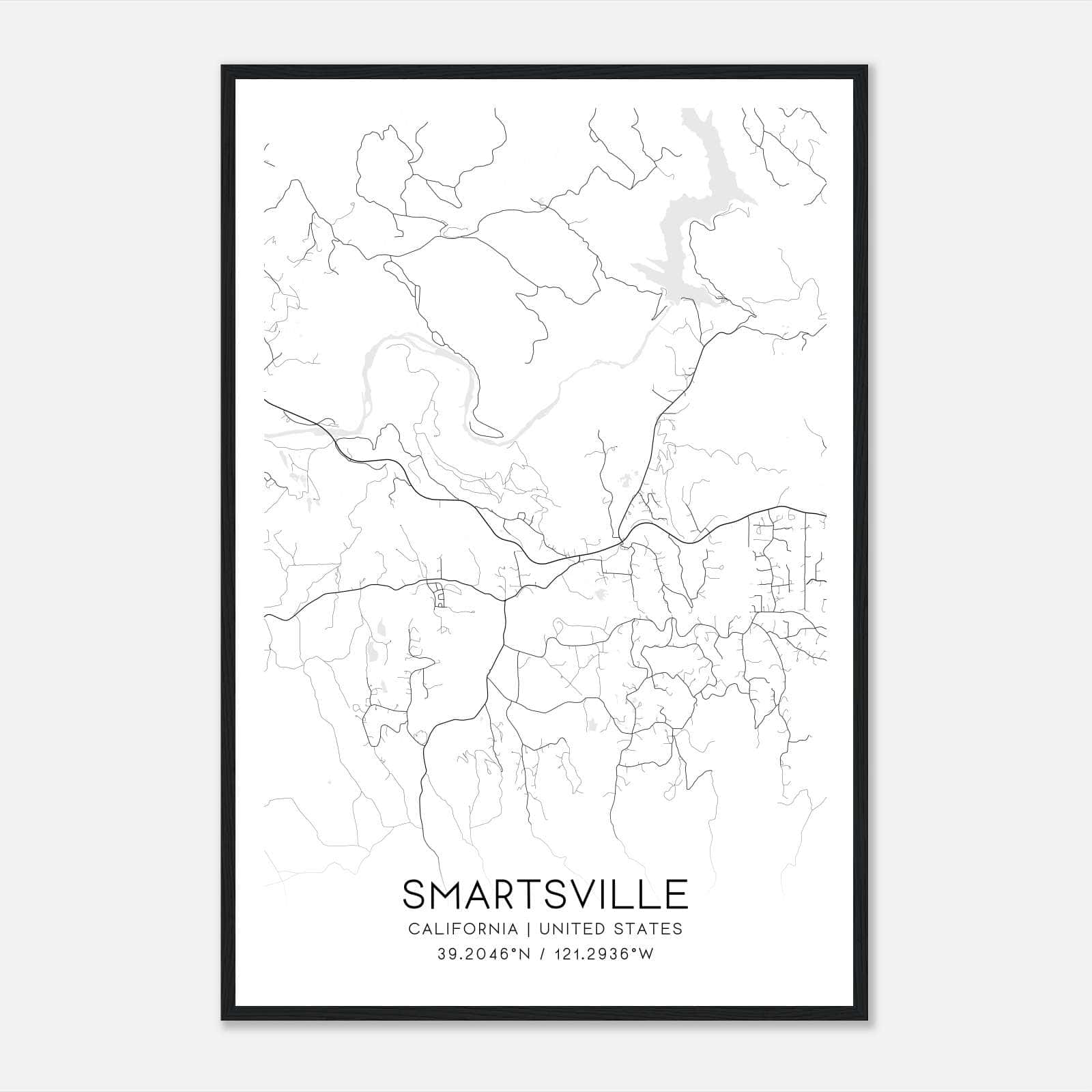 Smartsville California Map Poster, Modern Home Decor Wall Art Print Smartsville California Map Poster, Modern Home Decor Wall Art Print