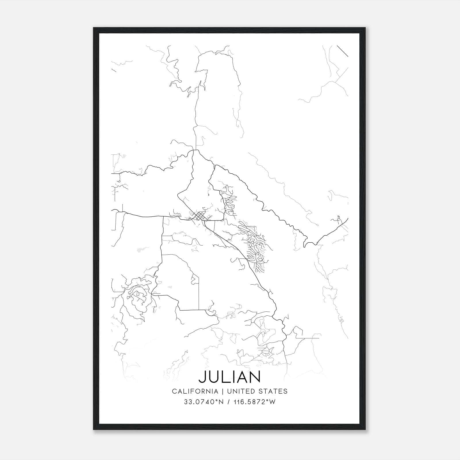 Julian California Map Poster, Modern Home Decor Wall Art Print Julian California Map Poster, Modern Home Decor Wall Art Print