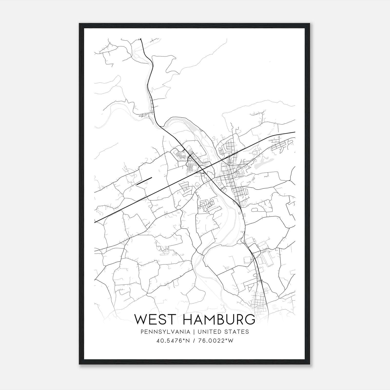West Hamburg Pennsylvania Map Poster, Modern Home Decor Wall Art Print West Hamburg Pennsylvania Map Poster, Modern Home Decor Wall Art Print