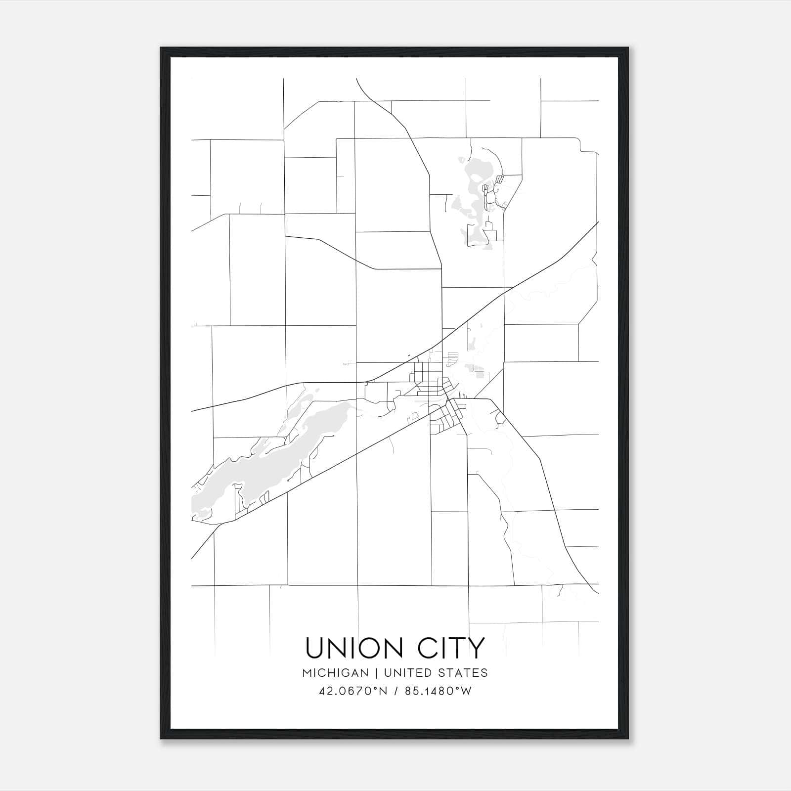 Union City Michigan Map Poster, Modern Home Decor Wall Art Print Union City Michigan Map Poster, Modern Home Decor Wall Art Print