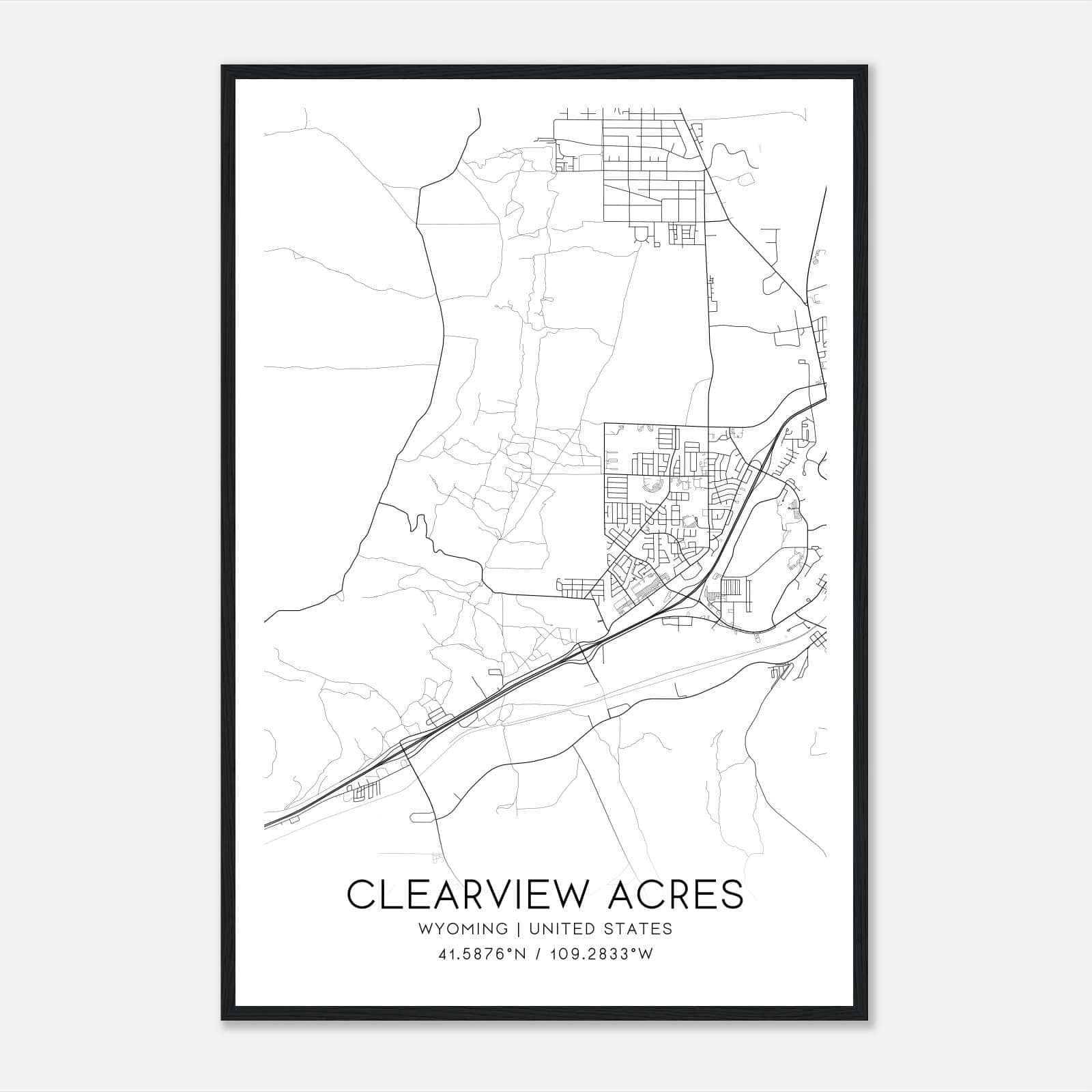 Clearview Acres Wyoming Map Poster, Modern Home Decor Wall Art Print Clearview Acres Wyoming Map Poster, Modern Home Decor Wall Art Print