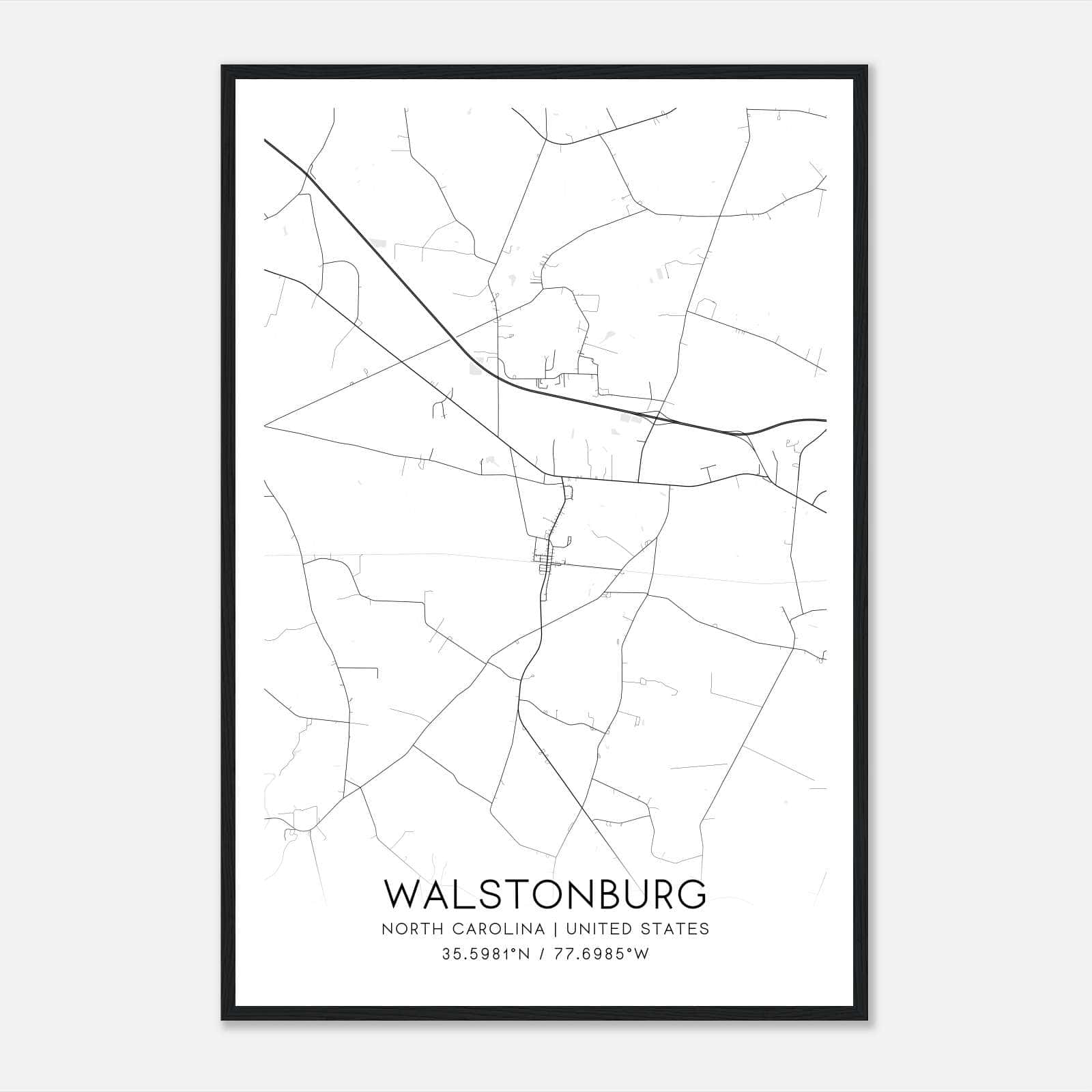 Walstonburg North Carolina Map Poster, Modern Home Decor Wall Art Print Walstonburg North Carolina Map Poster, Modern Home Decor Wall Art Print