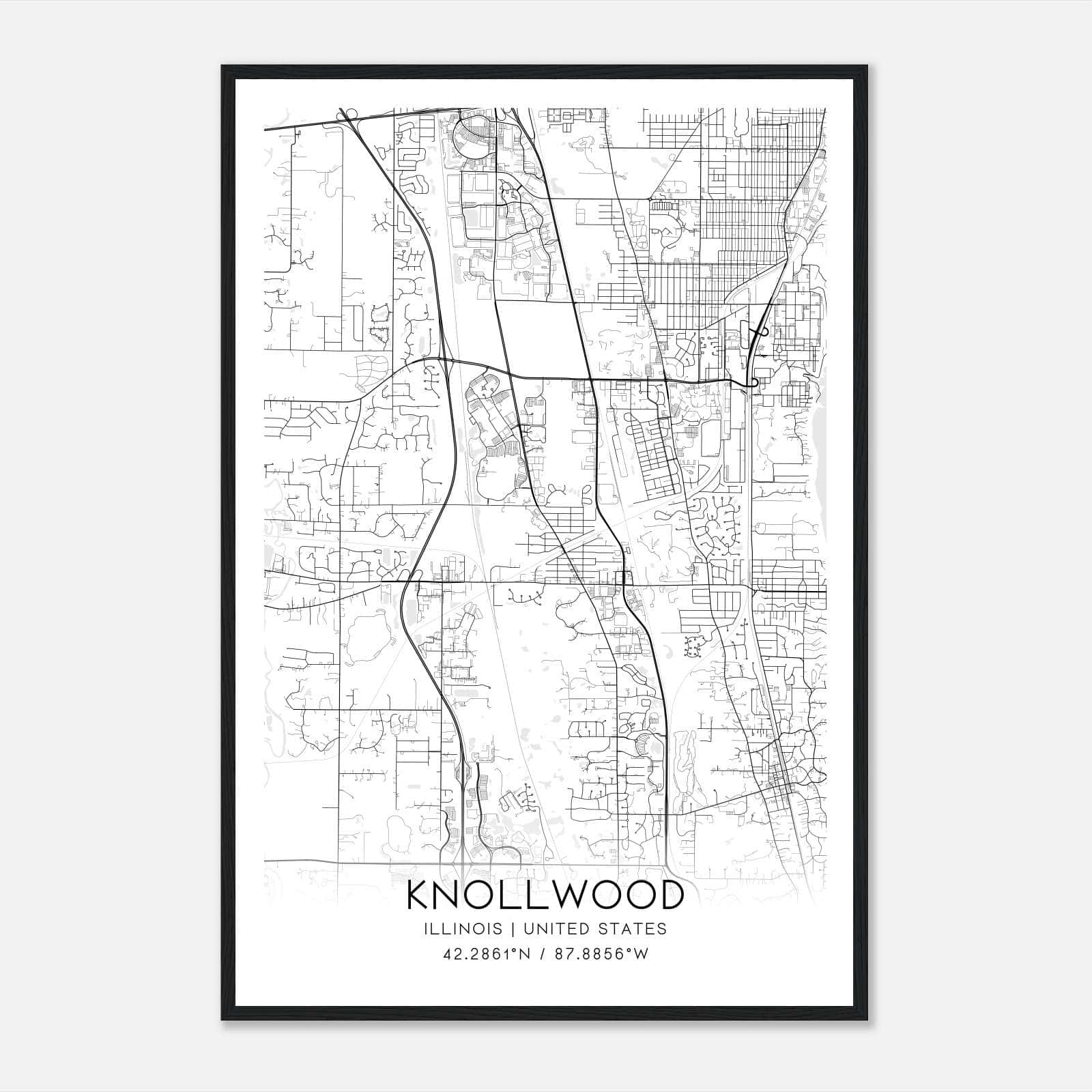 Knollwood Illinois Map Poster, Modern Home Decor Wall Art Print Knollwood Illinois Map Poster, Modern Home Decor Wall Art Print