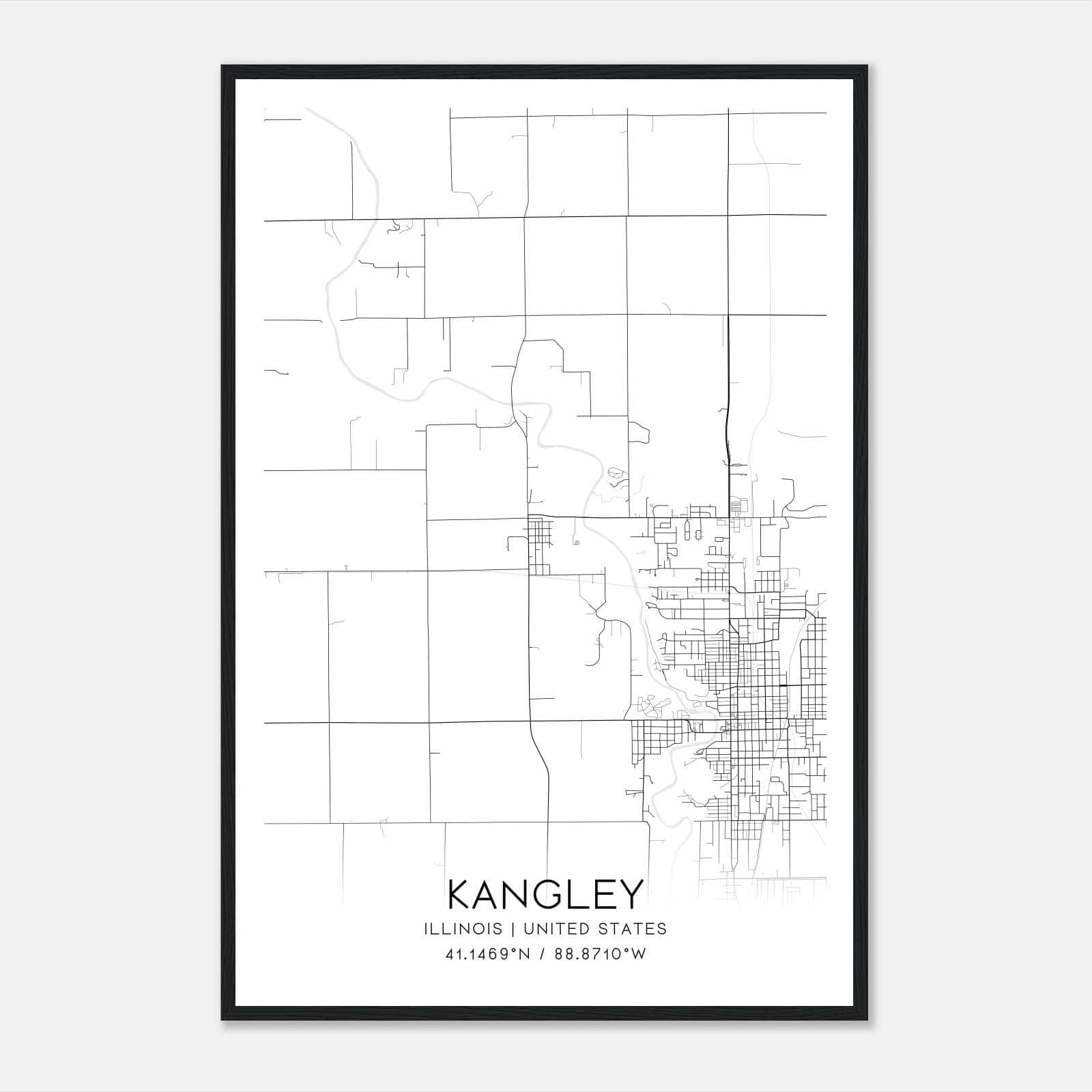 Kangley Illinois Map Poster, Modern Home Decor Wall Art Print Kangley Illinois Map Poster, Modern Home Decor Wall Art Print