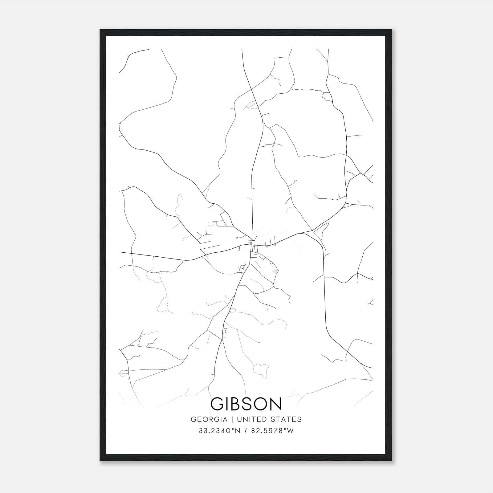 Gibson Georgia Map Poster, Modern Home Decor Wall Art Print Gibson Georgia Map Poster, Modern Home Decor Wall Art Print
