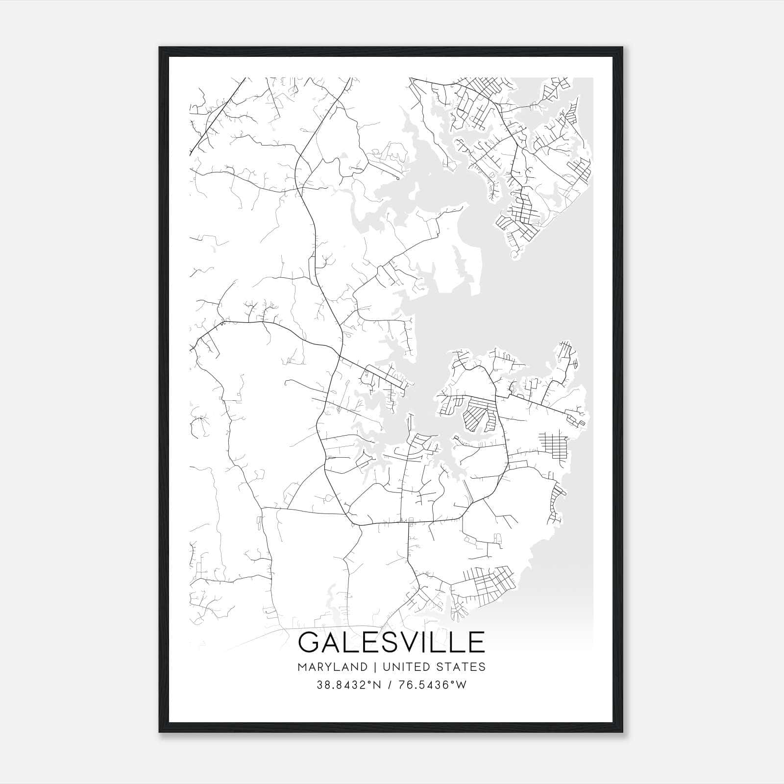 Galesville Maryland Map Poster, Modern Home Decor Wall Art Print Galesville Maryland Map Poster, Modern Home Decor Wall Art Print