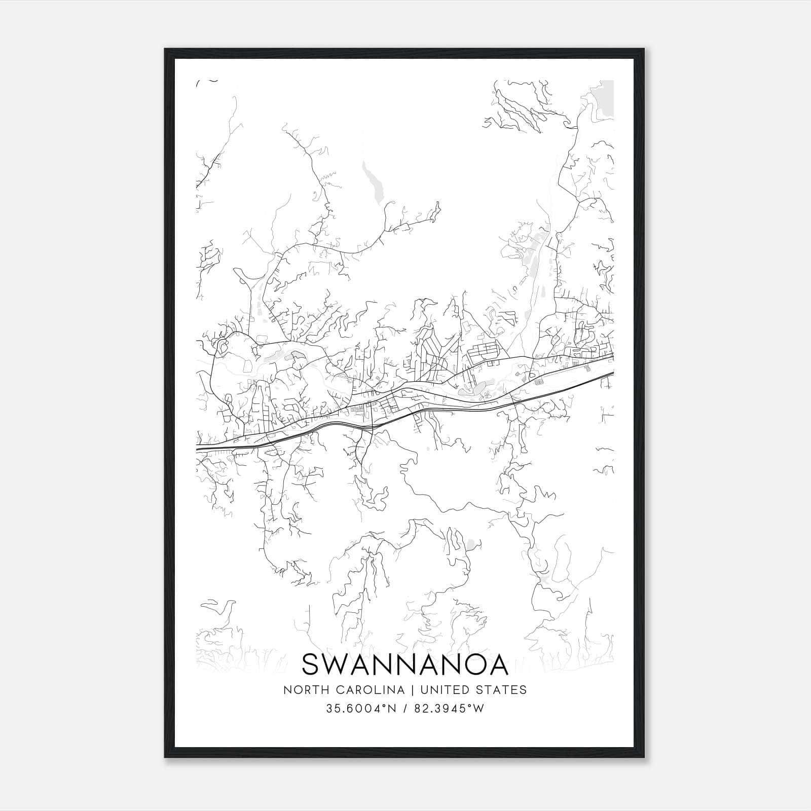 Swannanoa North Carolina Map Poster, Modern Home Decor Wall Art Print Swannanoa North Carolina Map Poster, Modern Home Decor Wall Art Print