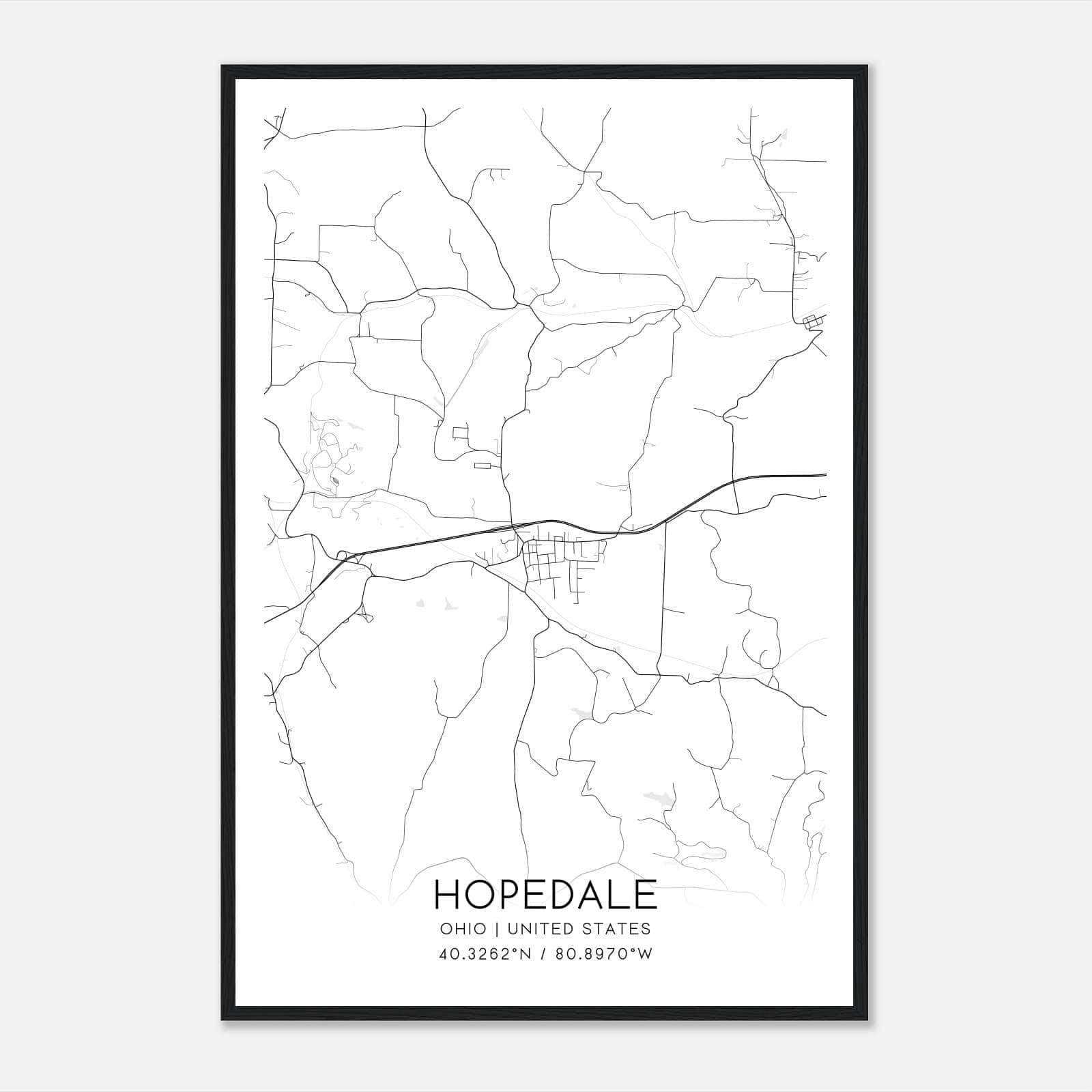 Hopedale Ohio Map Poster, Modern Home Decor Wall Art Print Hopedale Ohio Map Poster, Modern Home Decor Wall Art Print