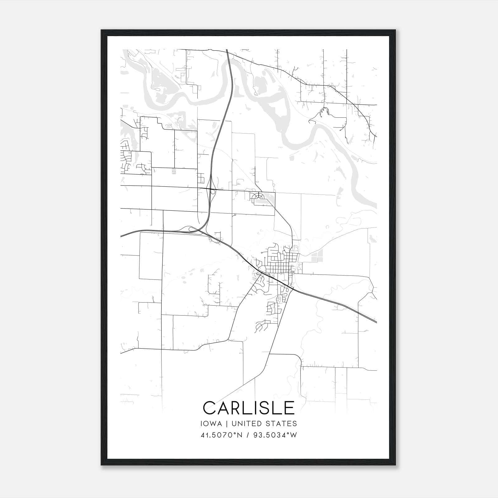 Carlisle Iowa Map Poster, Modern Home Decor Wall Art Print Carlisle Iowa Map Poster, Modern Home Decor Wall Art Print