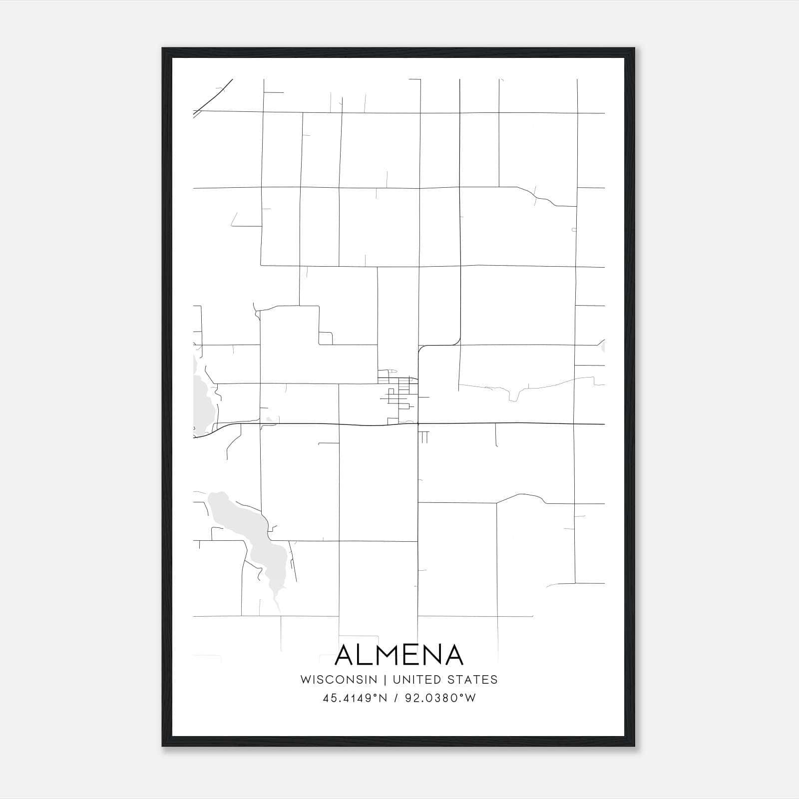 Almena Wisconsin Map Poster, Modern Home Decor Wall Art Print Almena Wisconsin Map Poster, Modern Home Decor Wall Art Print