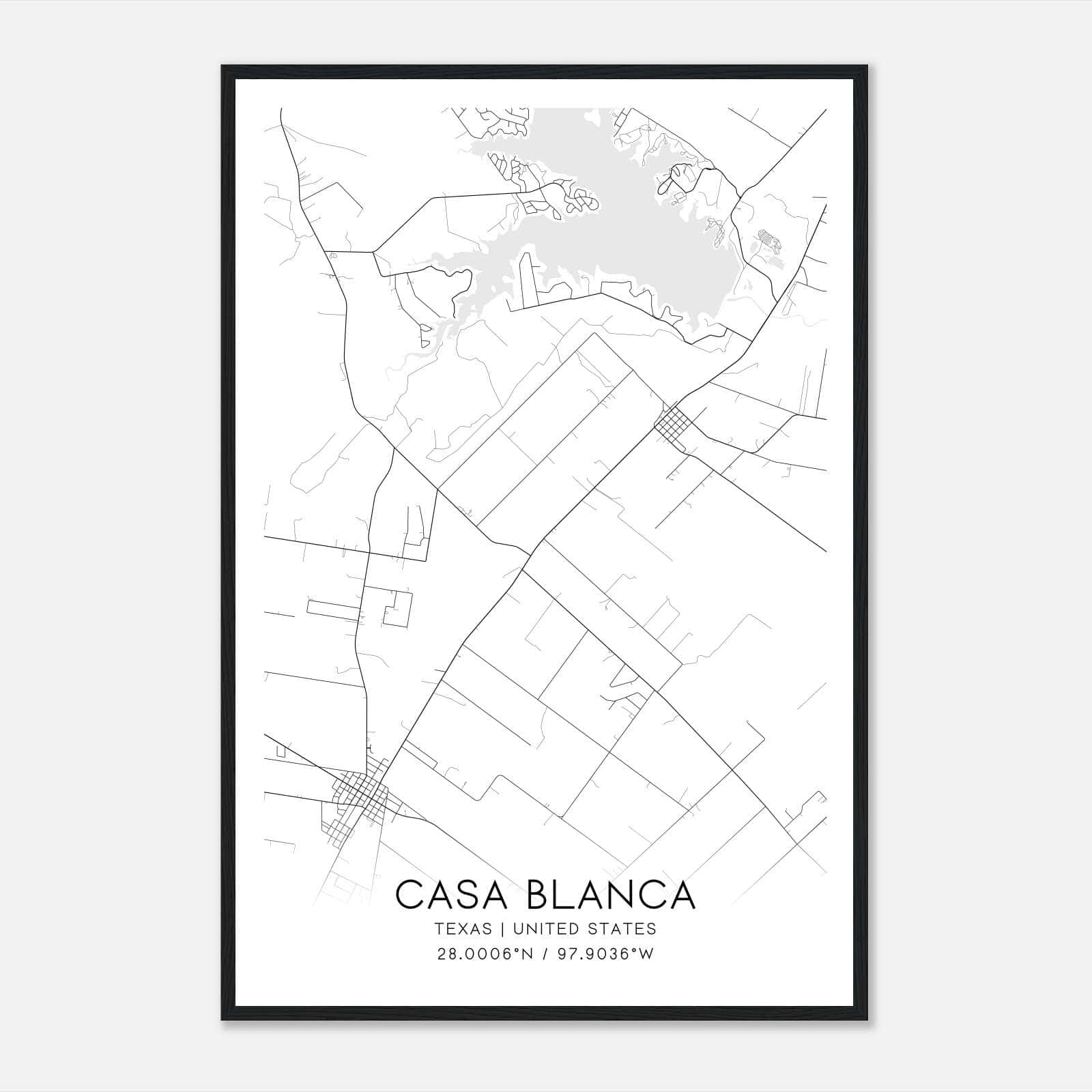 Casa Blanca Texas Map Poster, Modern Home Decor Wall Art Print Casa Blanca Texas Map Poster, Modern Home Decor Wall Art Print